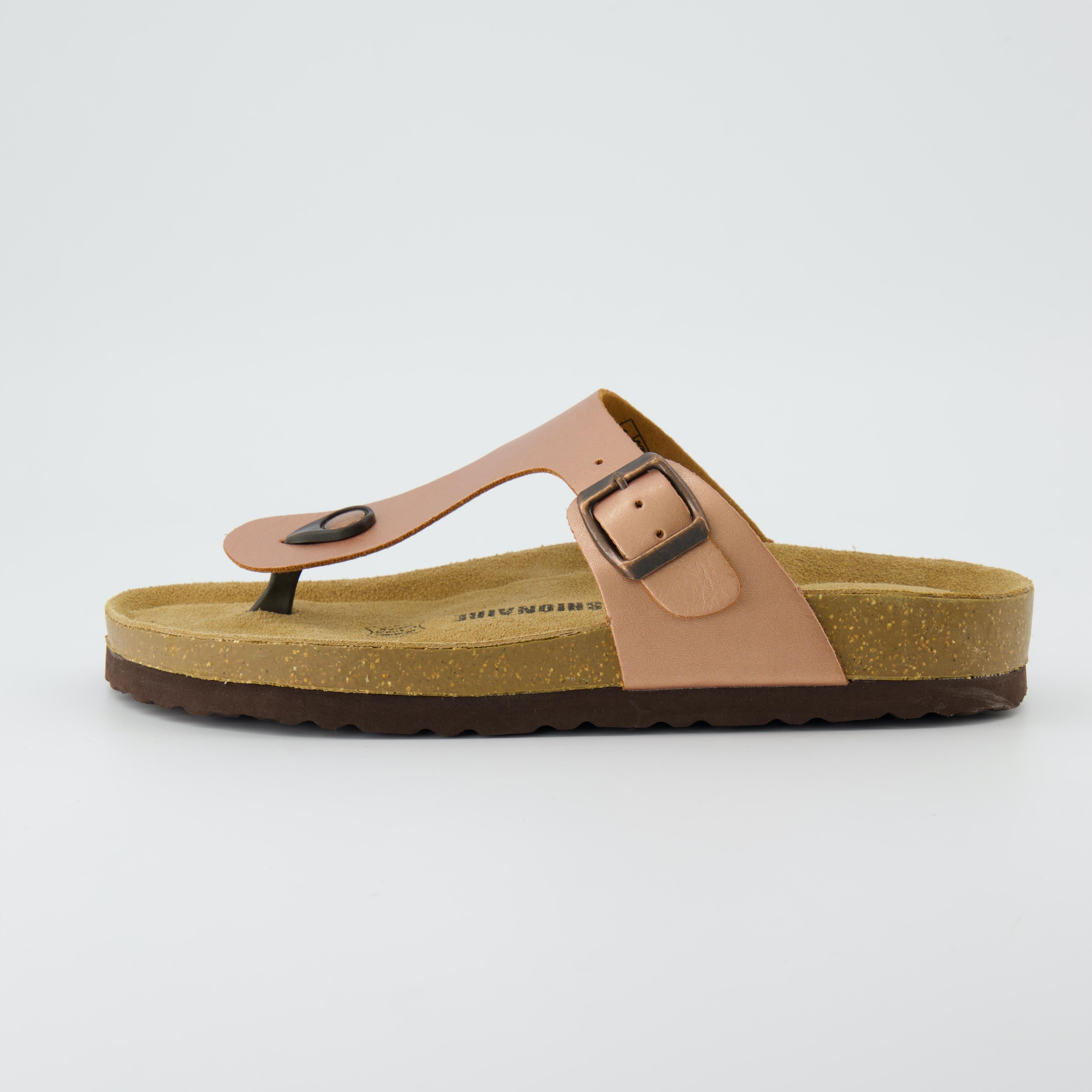 Leah Cork Footbed Thong Sandal Metallic