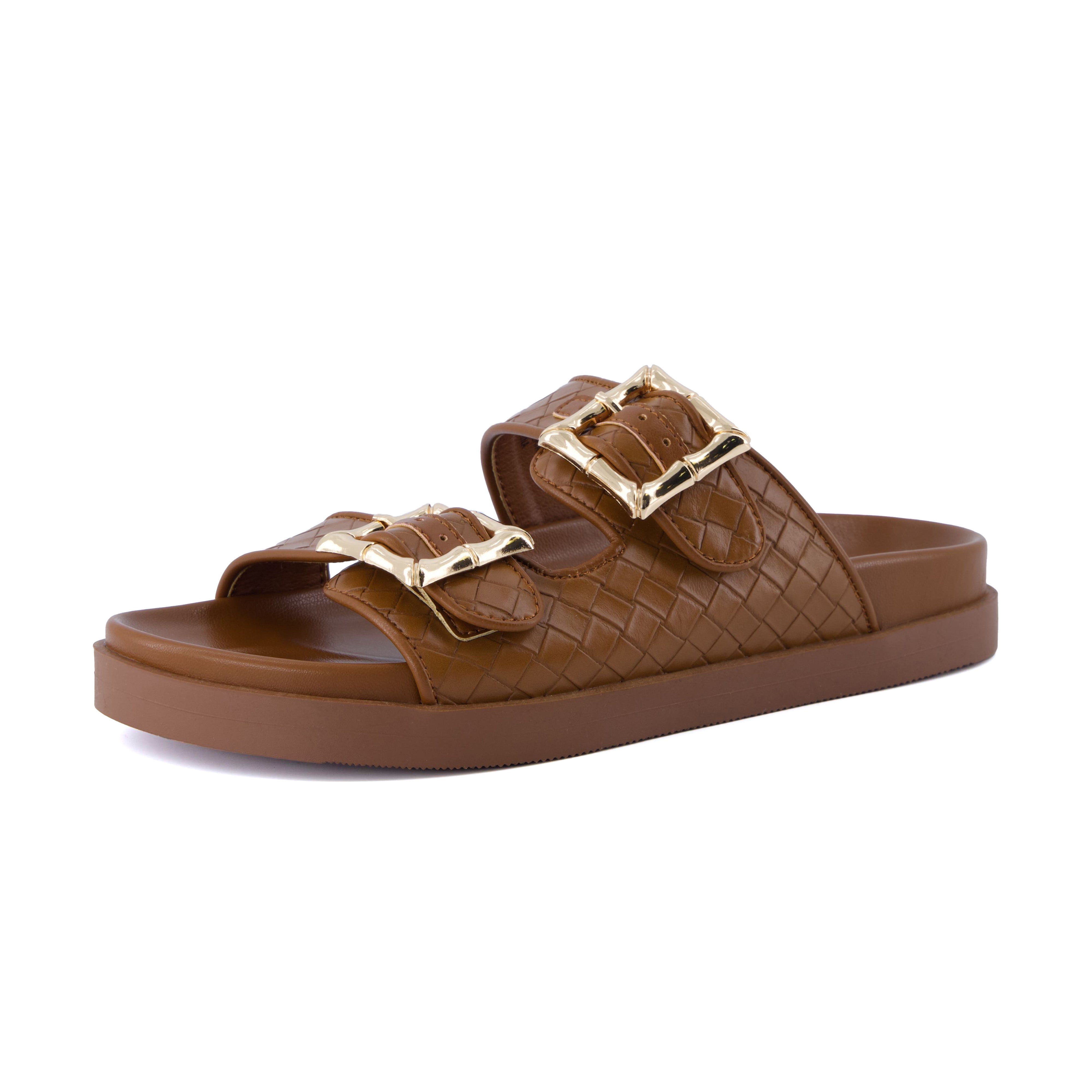 Loft Quilted Slide Sandal Cognac
