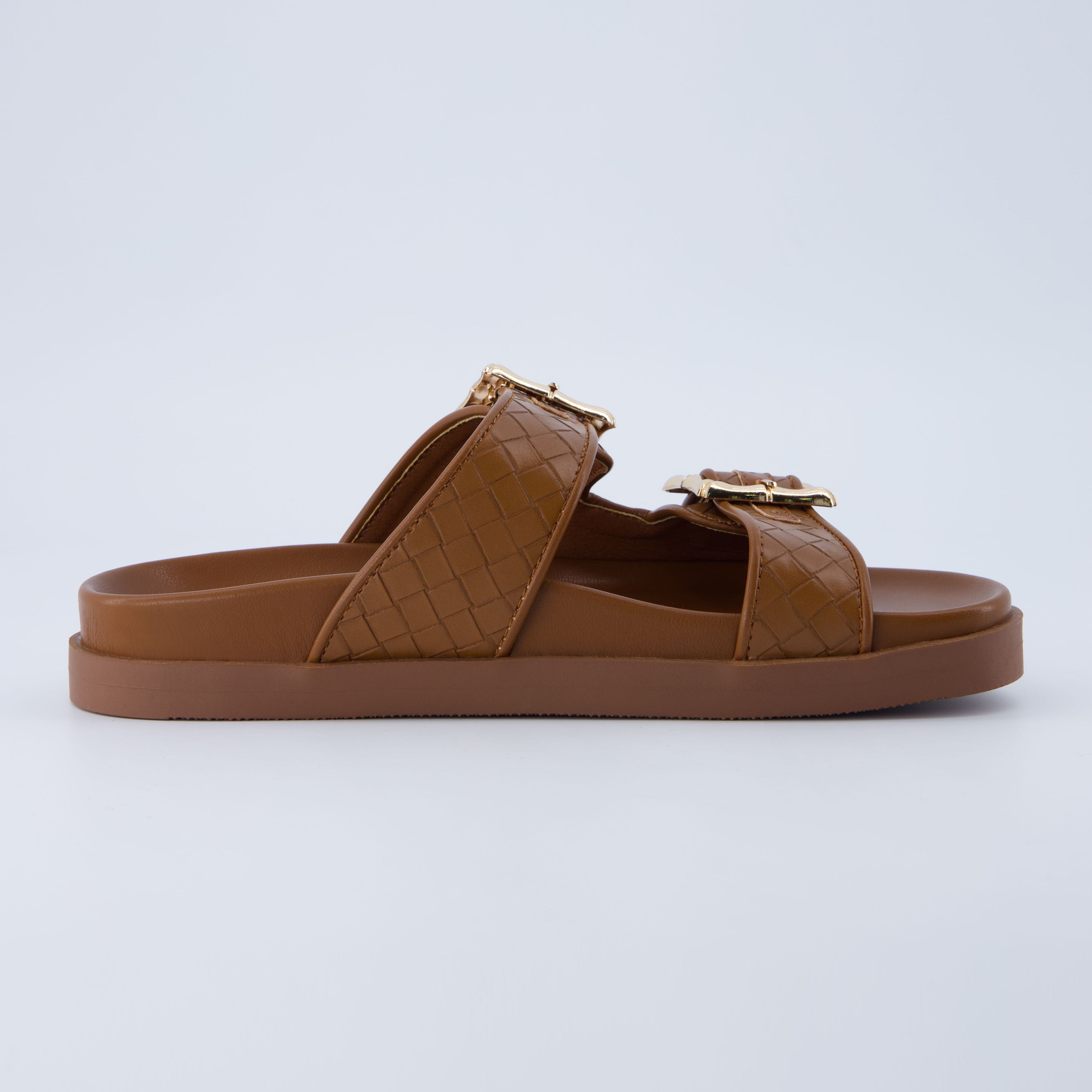 Loft Quilted Slide Sandal Cognac