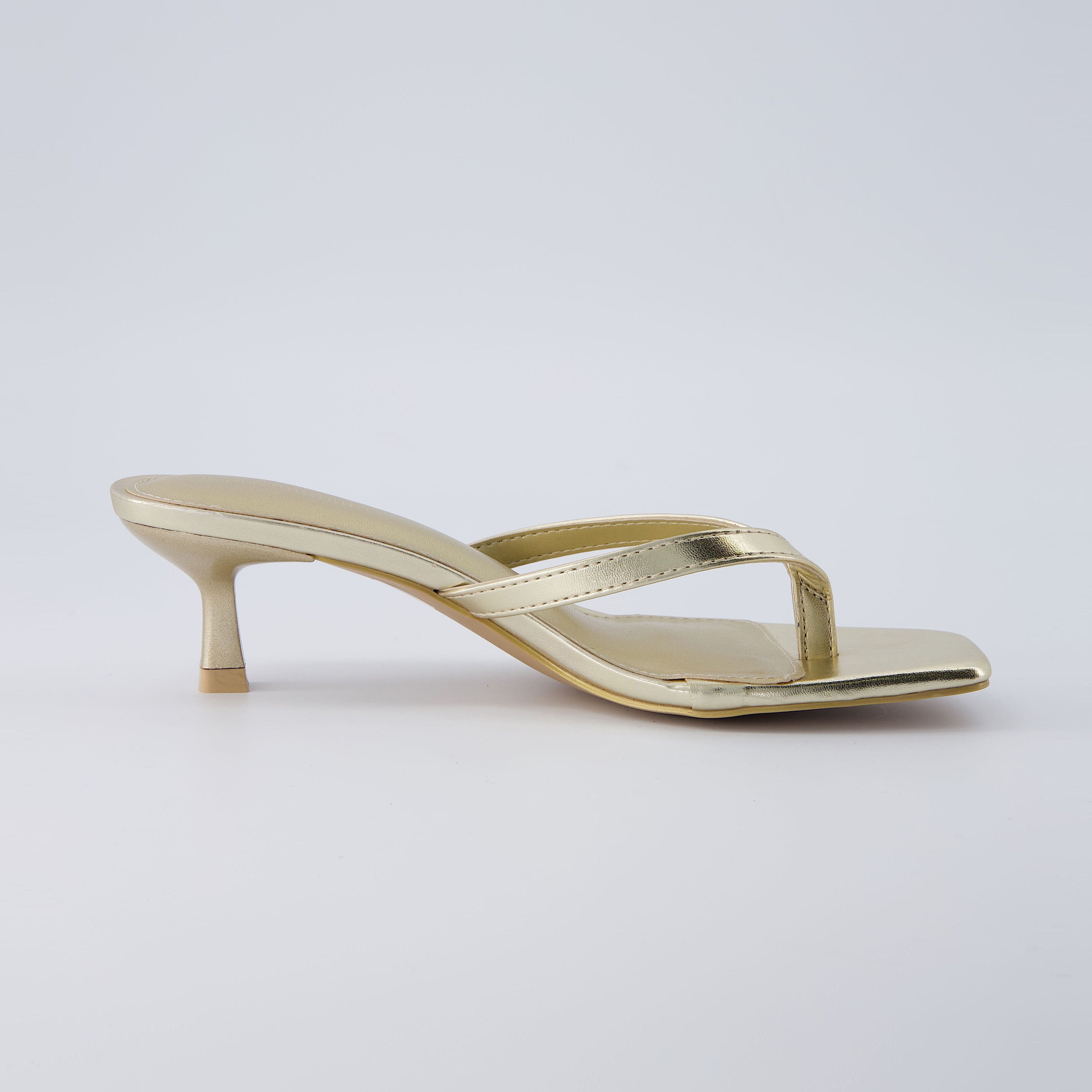 Miami Kitten Heel Sandals Gold