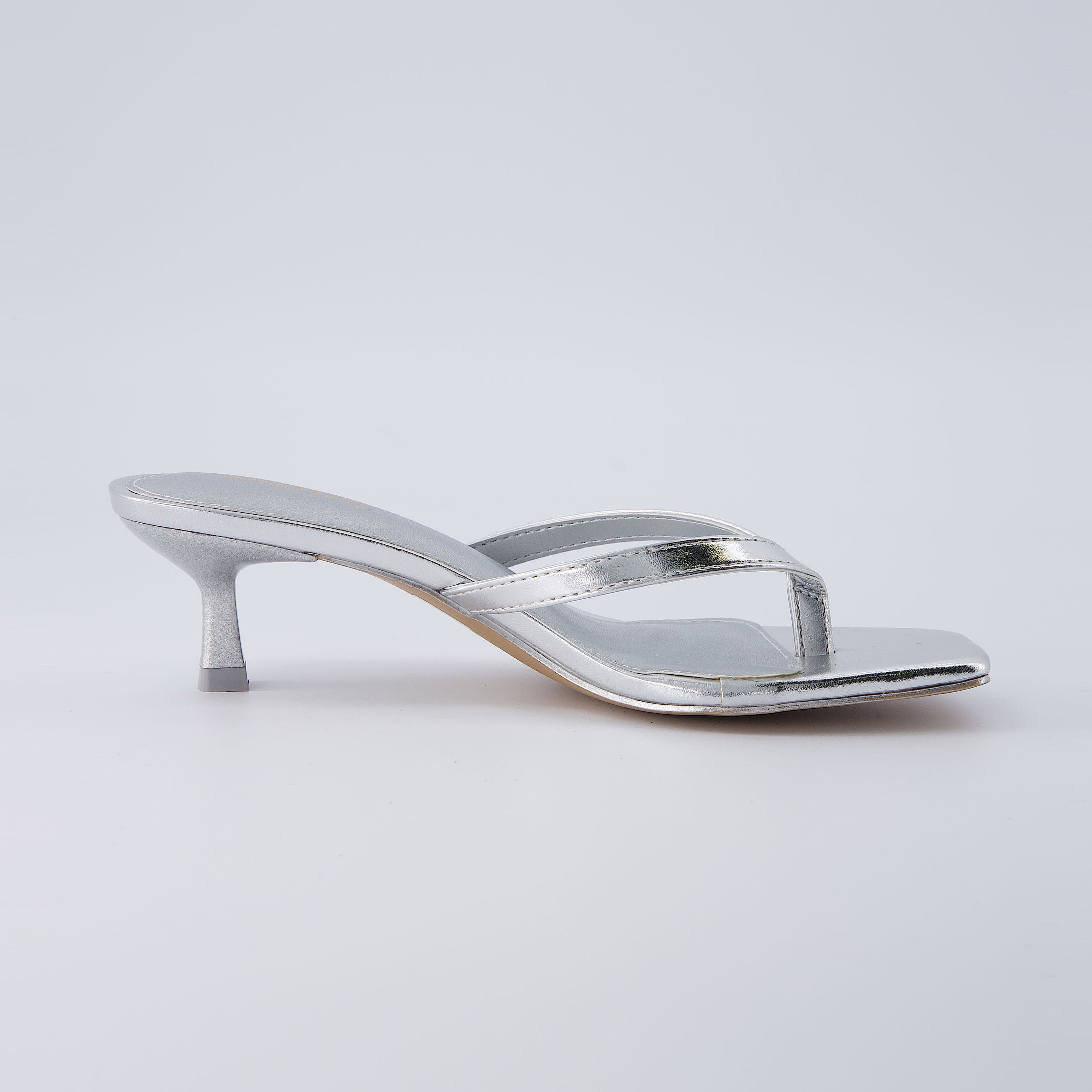 Miami Kitten Heel Sandals Silver