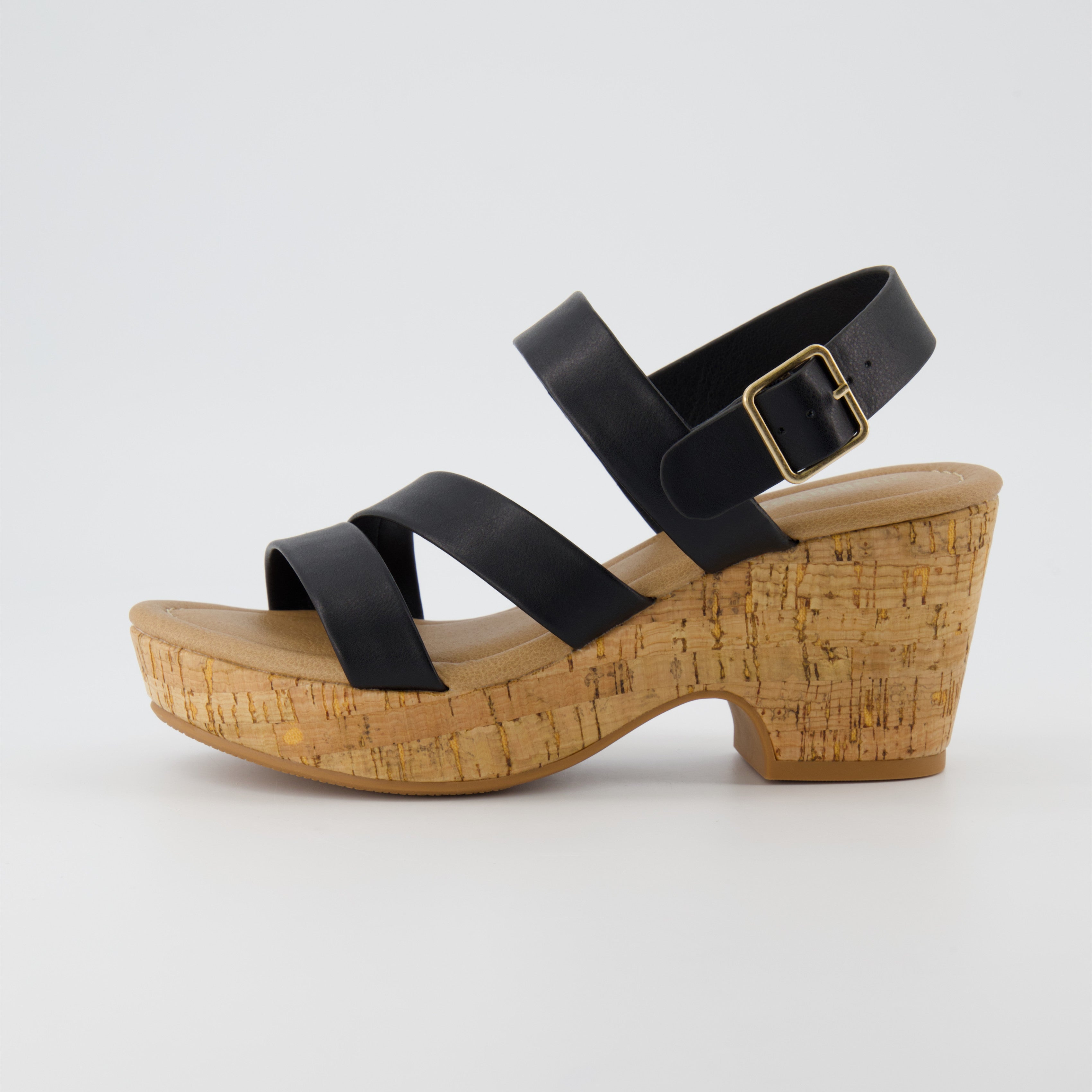 Black cork outlet heeled sandals