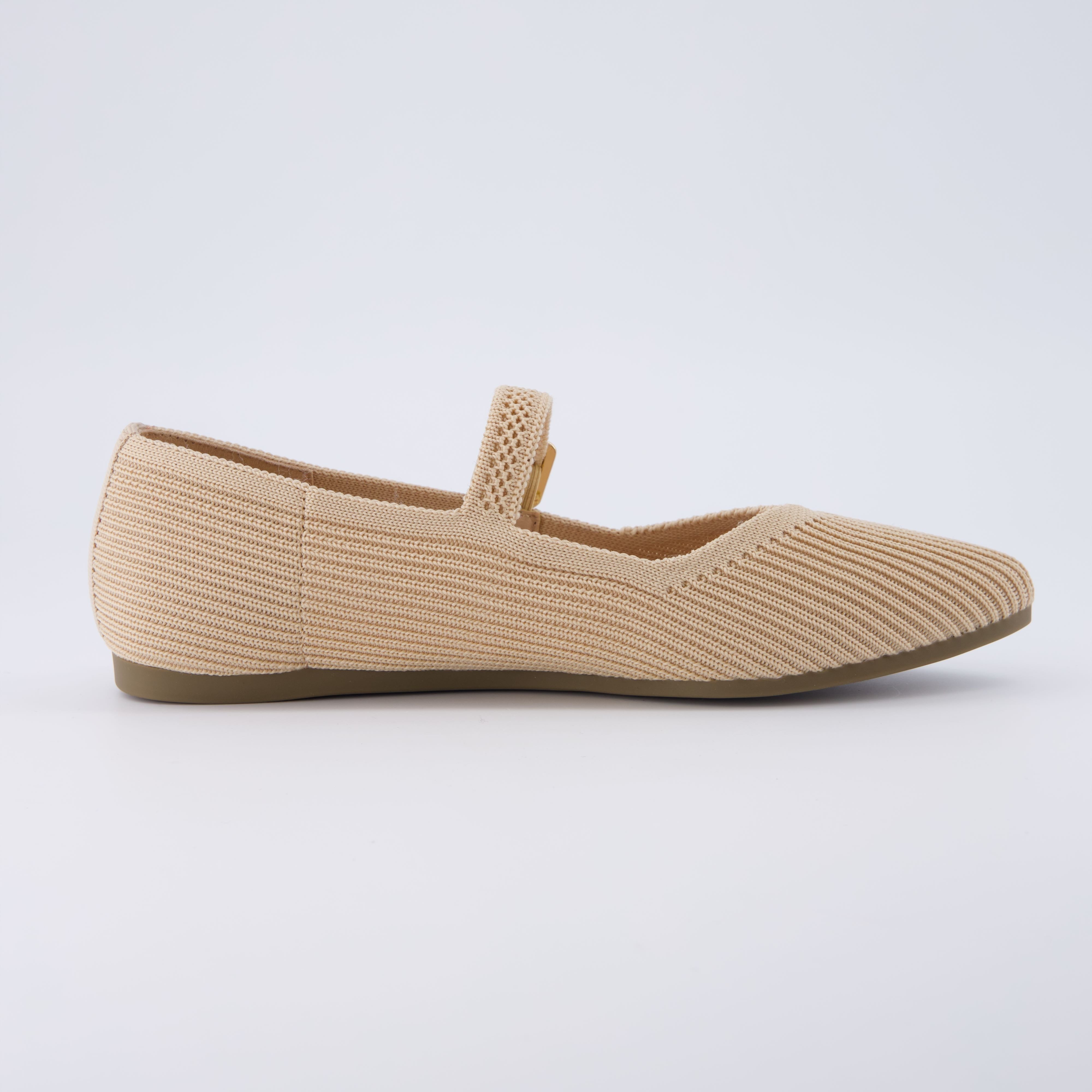 Sonnet Mary Jane Knit Flat Beige