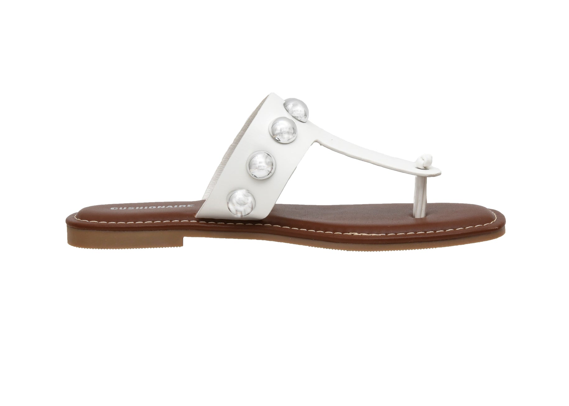 Cindy Studded Thong Sandal White