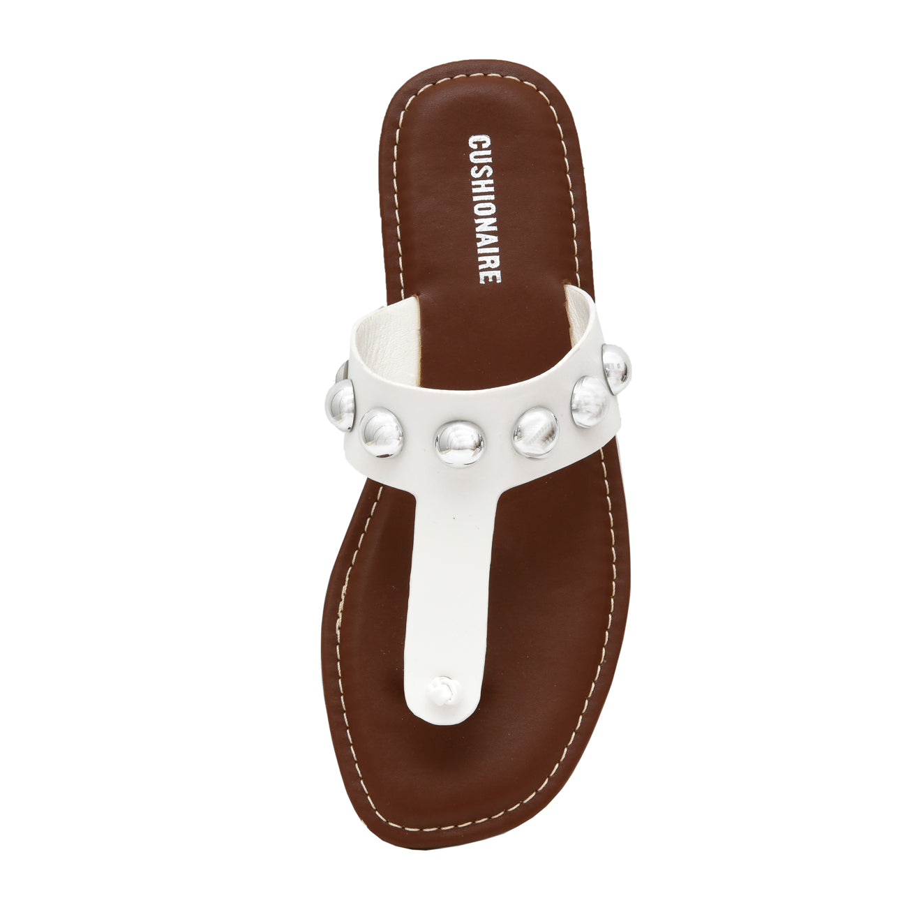 Cindy Studded Thong Sandal White