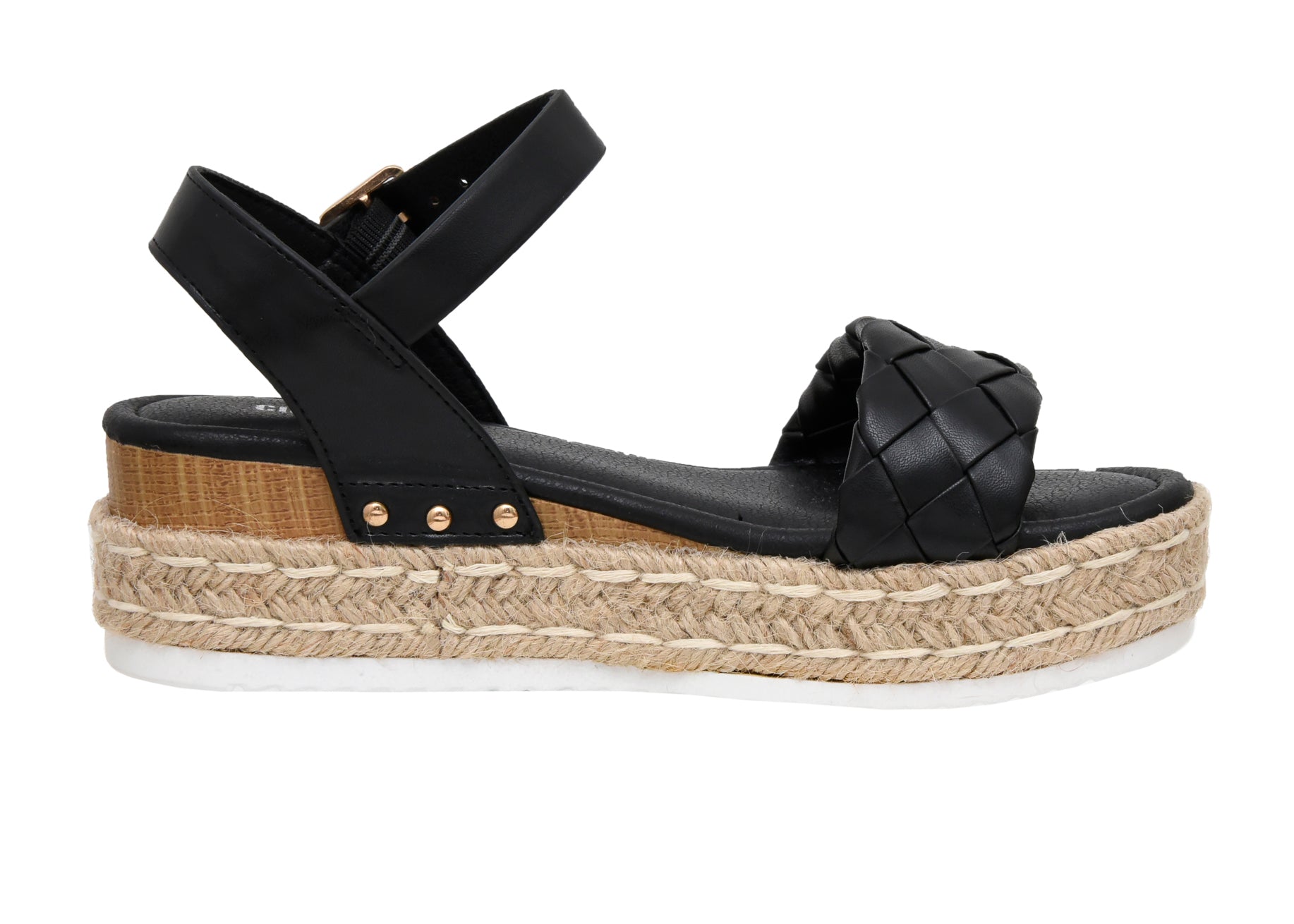 Mae Woven Espadrille Wedge Sandal Black