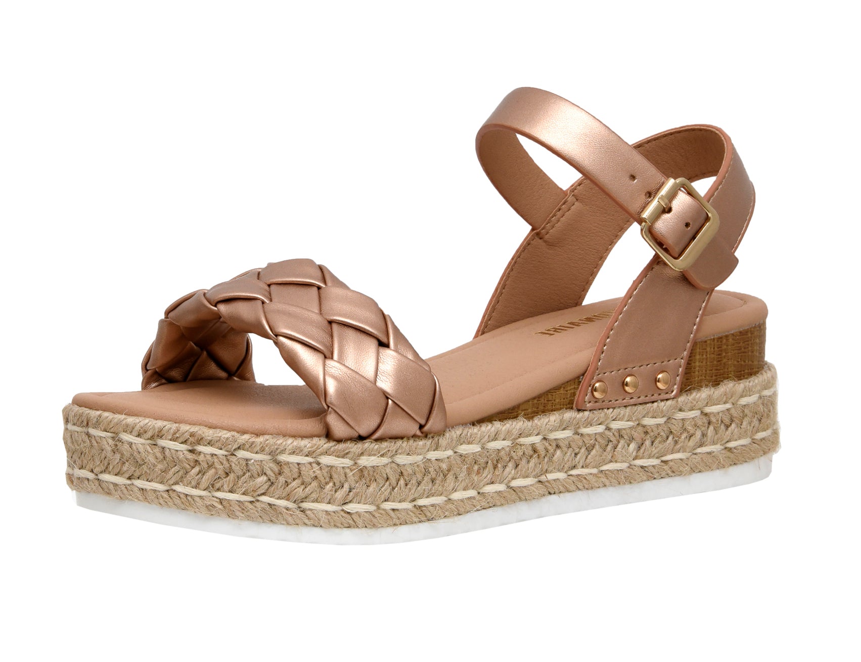 Mae Woven Espadrille Wedge Sandal Rose Gold