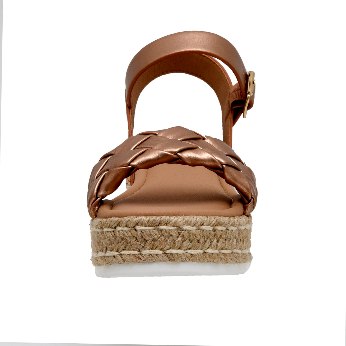 Mae Woven Espadrille Wedge Sandal Rose Gold