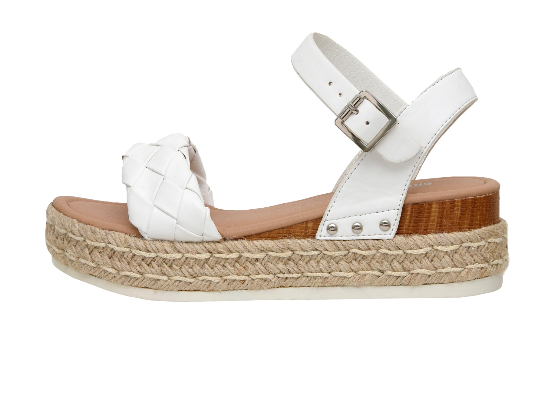 Mae Woven Espadrille Wedge Sandal White