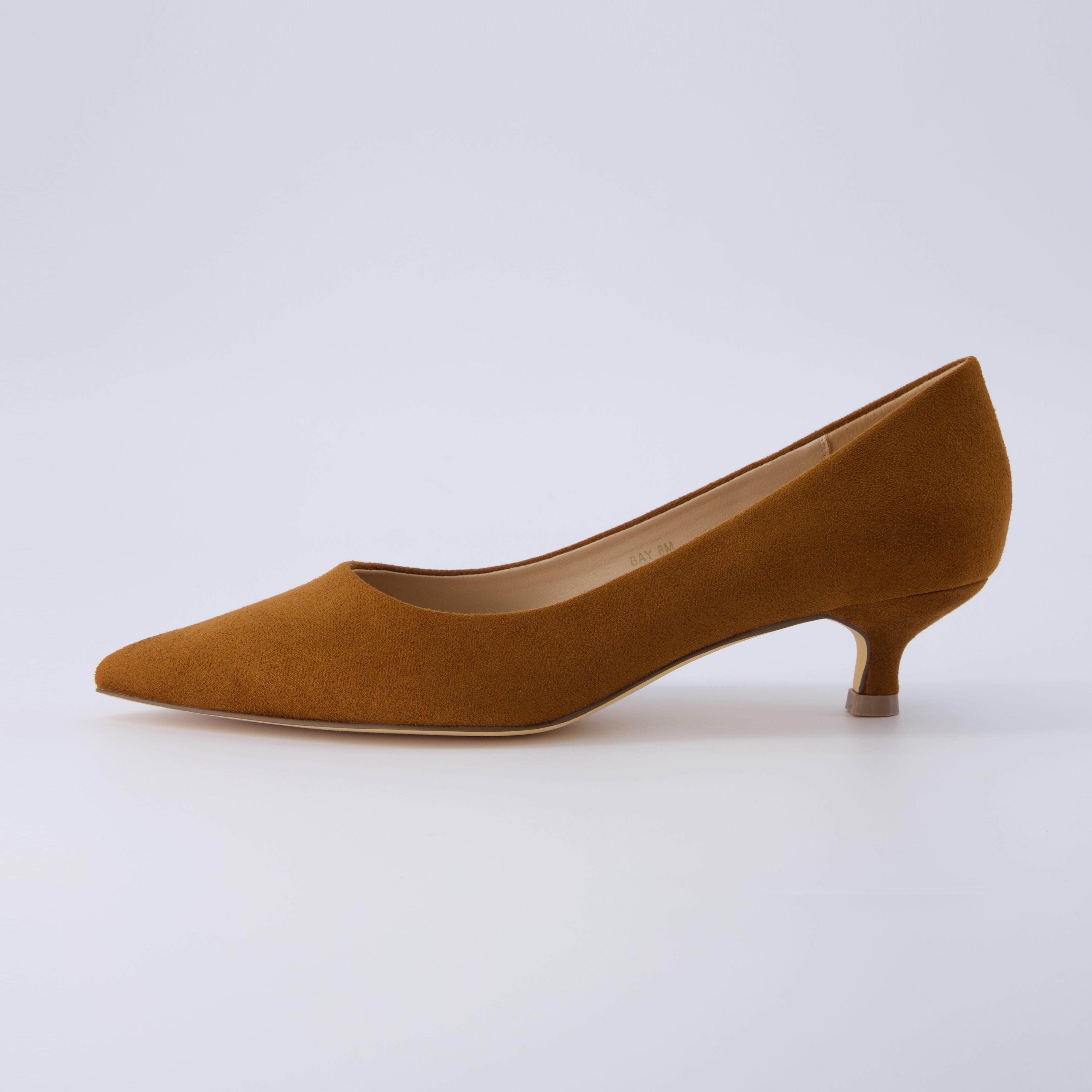 Bay Kitten Heel Pump Cognac Suede