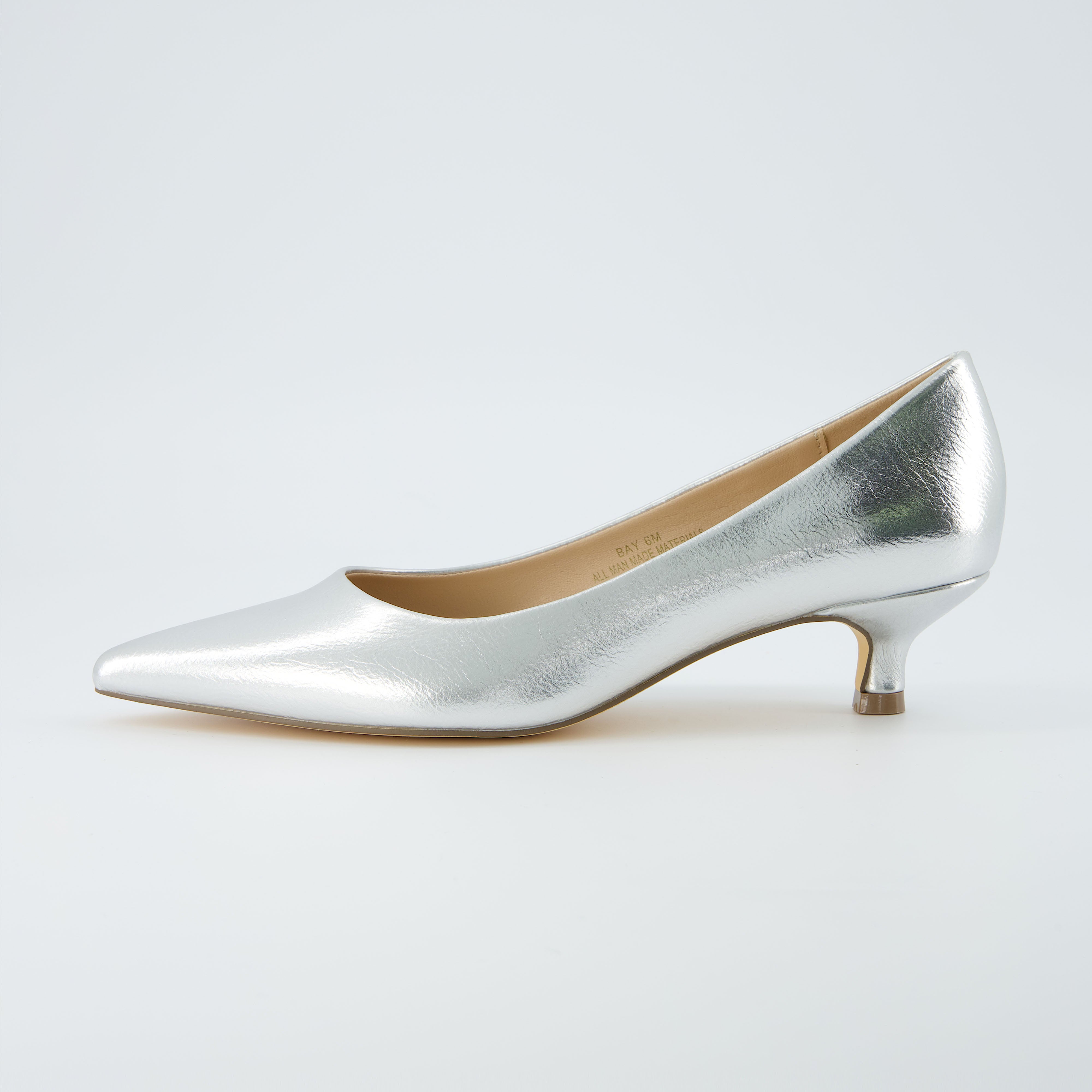 Bay Kitten Heel Pump Silver