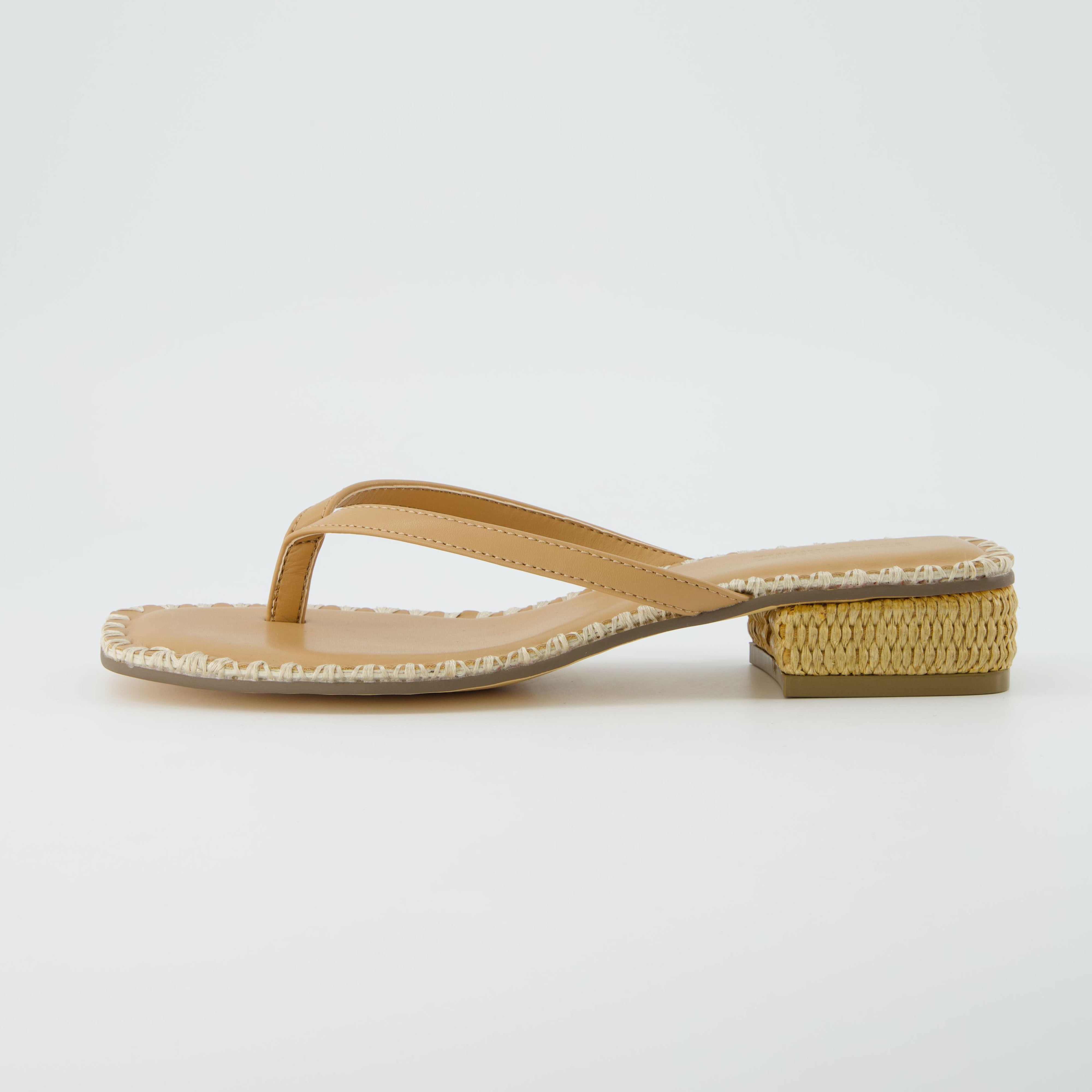 Breezy Heeled Thong Sandal Nude