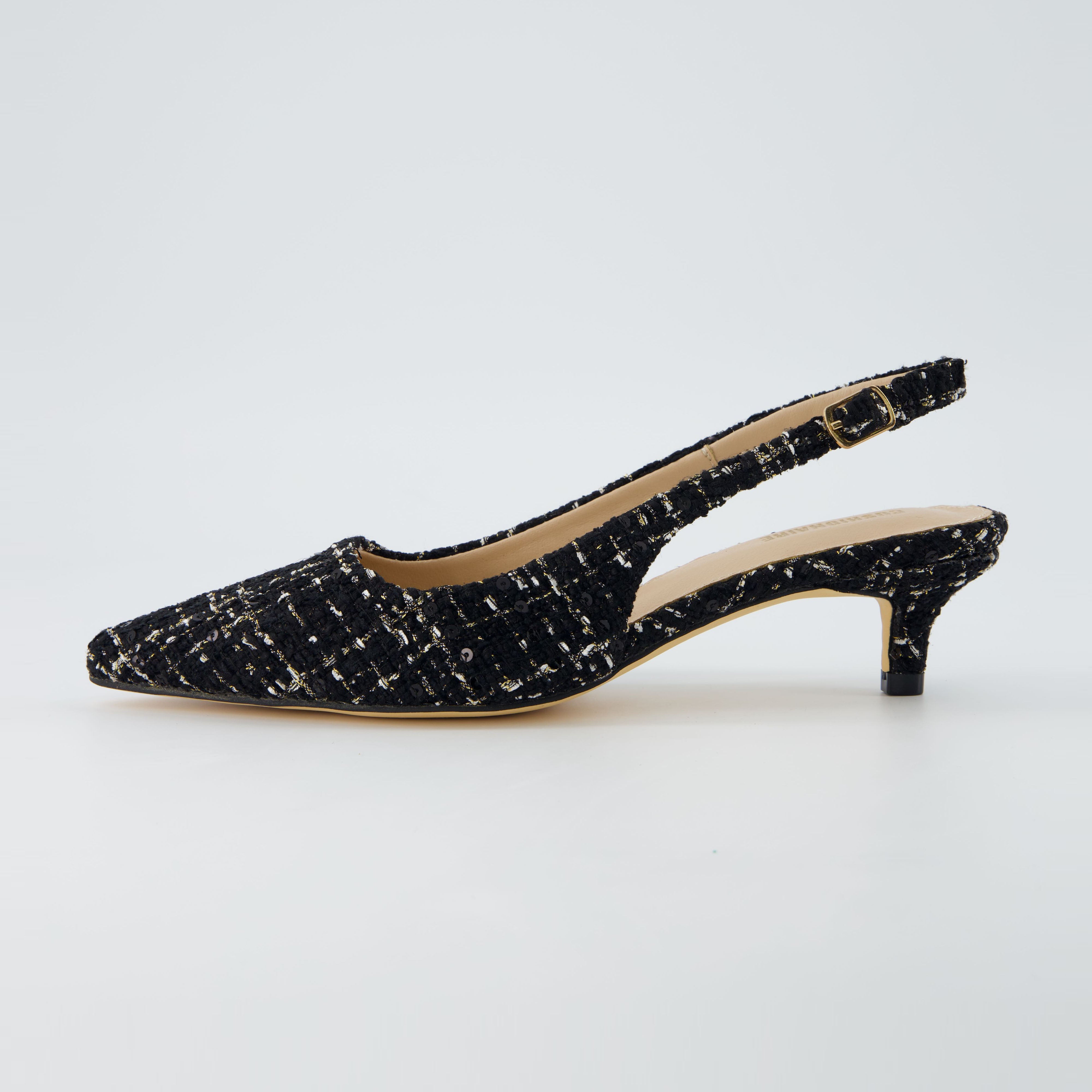 Buzz Tweed Kitten Heel Black