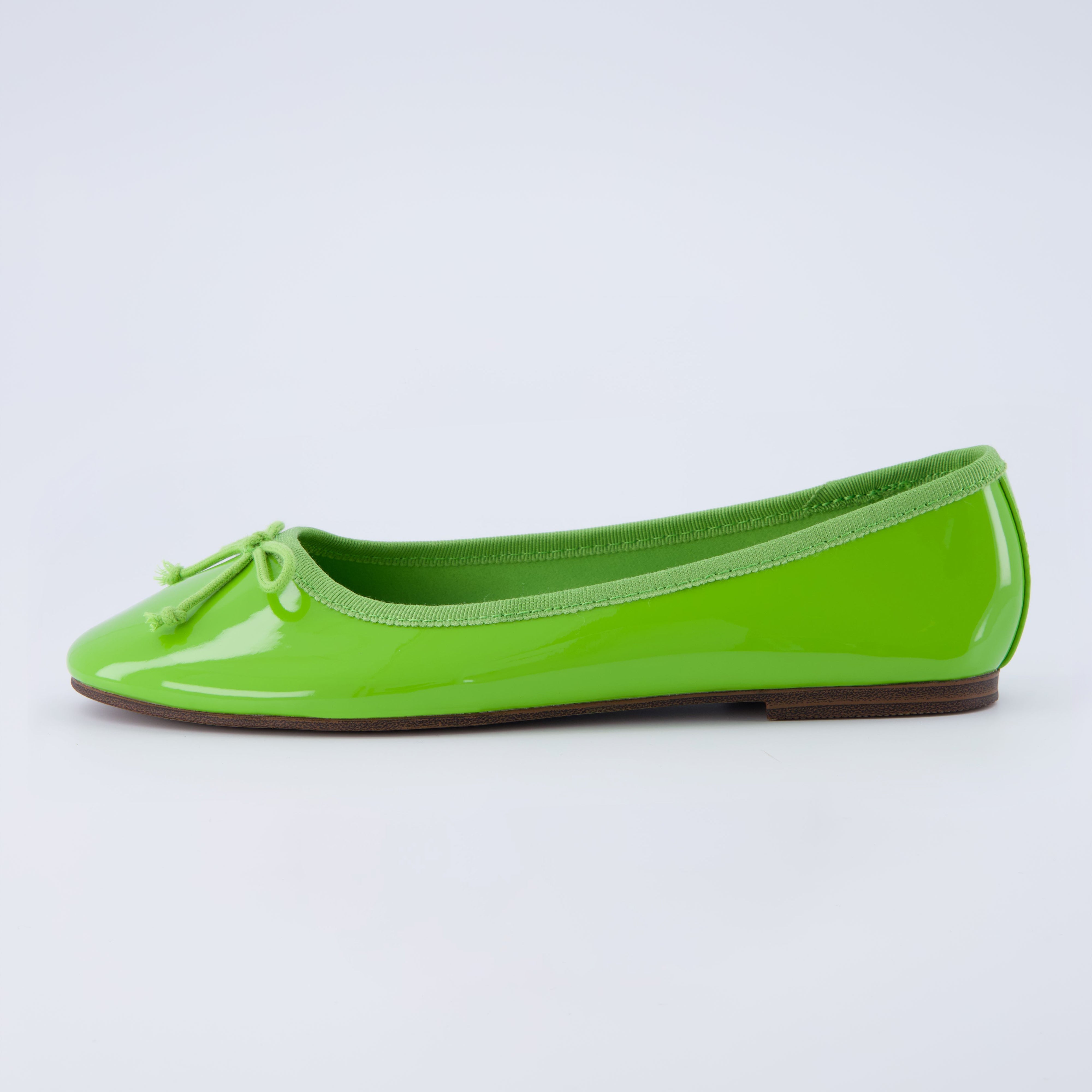 Como Ballerina Flat Lime Patent