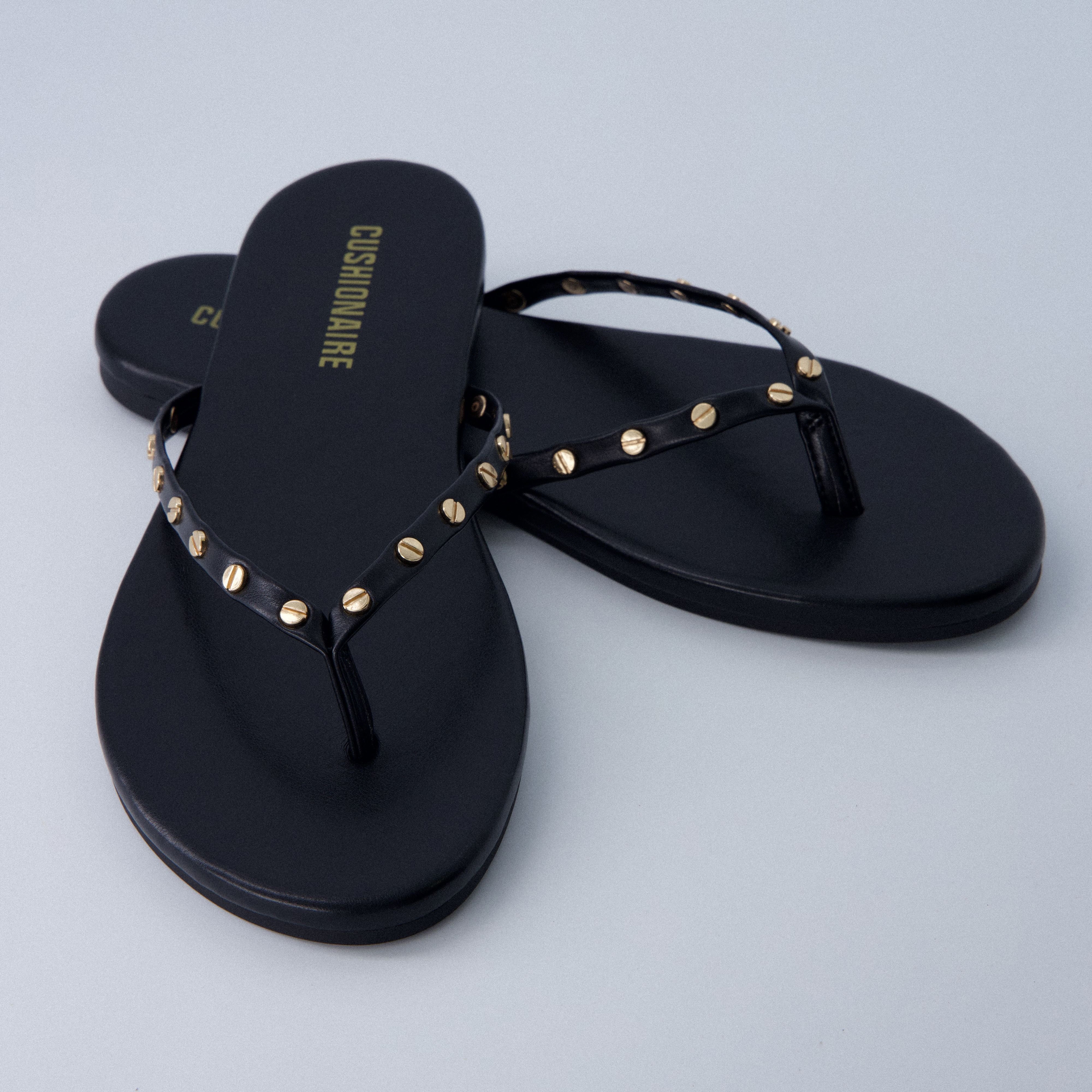 Confetti Studded Flip-Flops Black