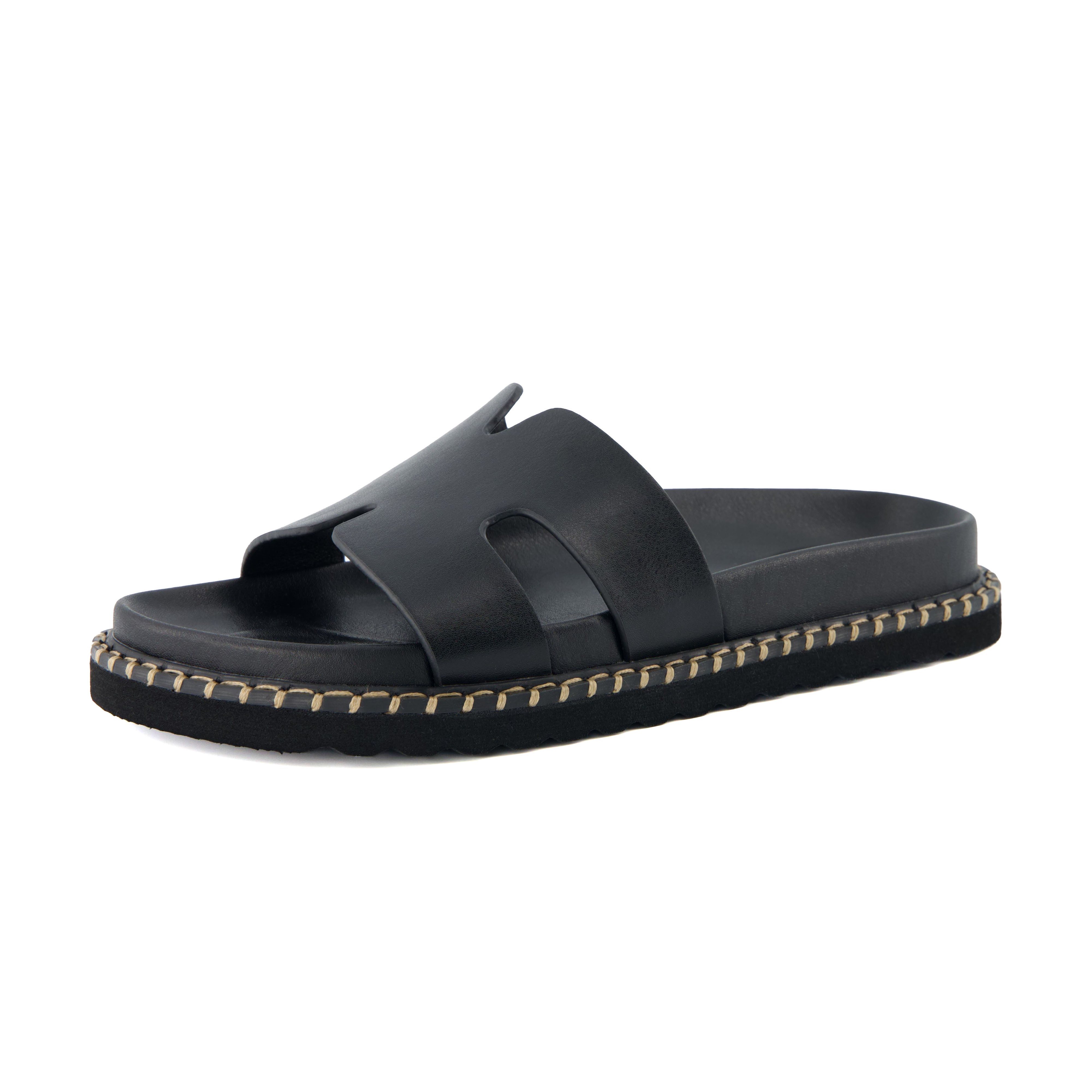 Crisp Footbed Slide Sandal Black