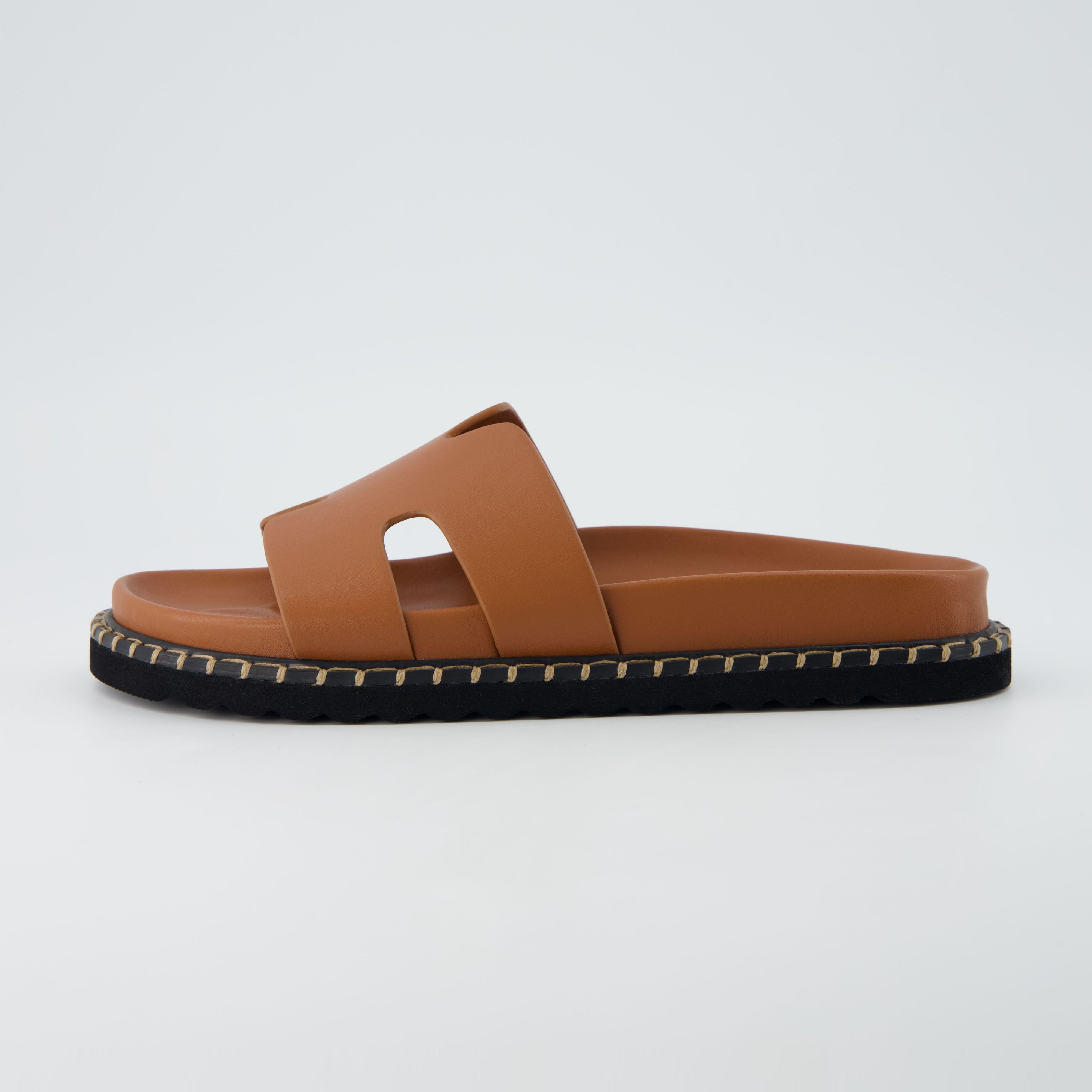 Crisp Footbed Slide Sandal Whiskey