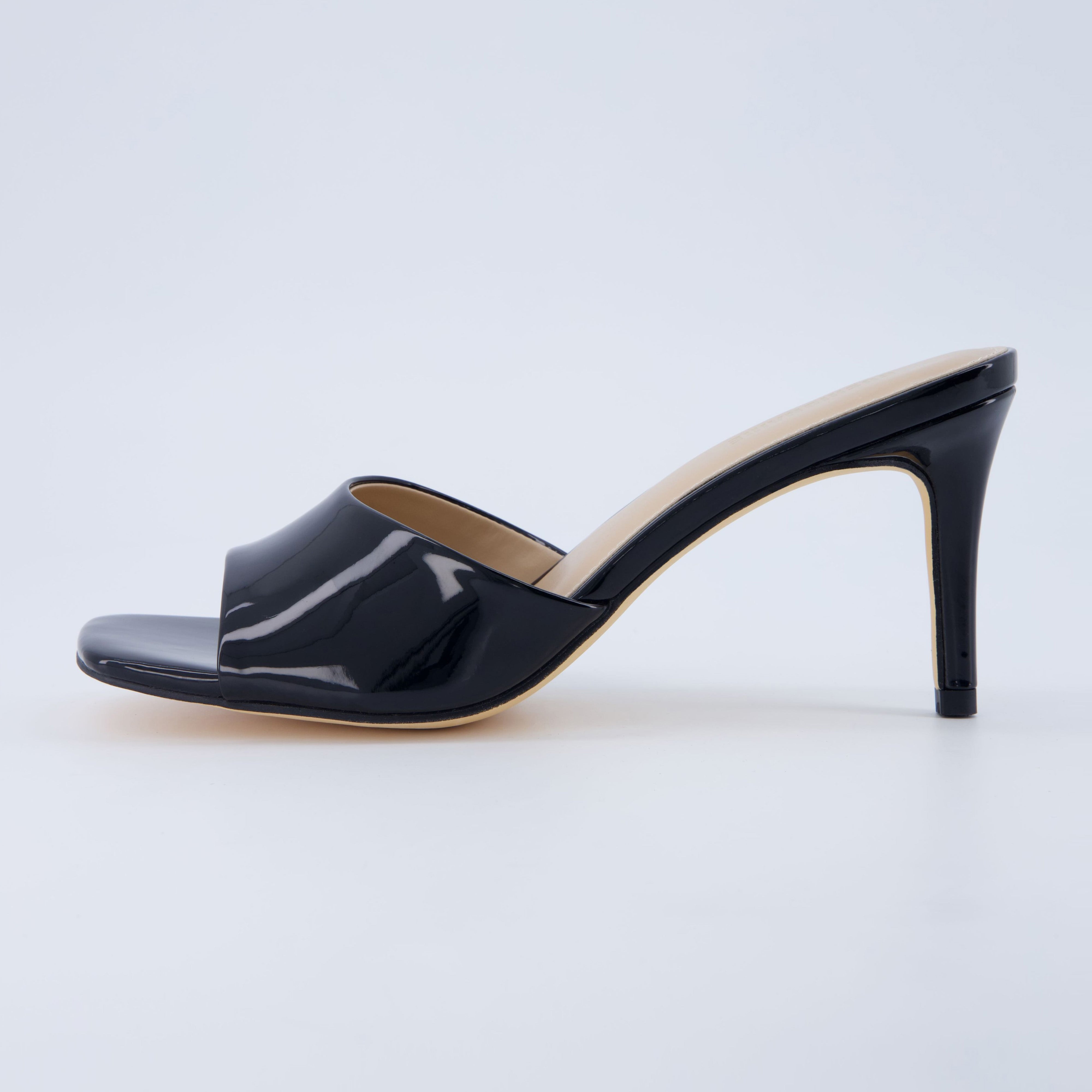 Evie One Band Dress Heel Black Patent