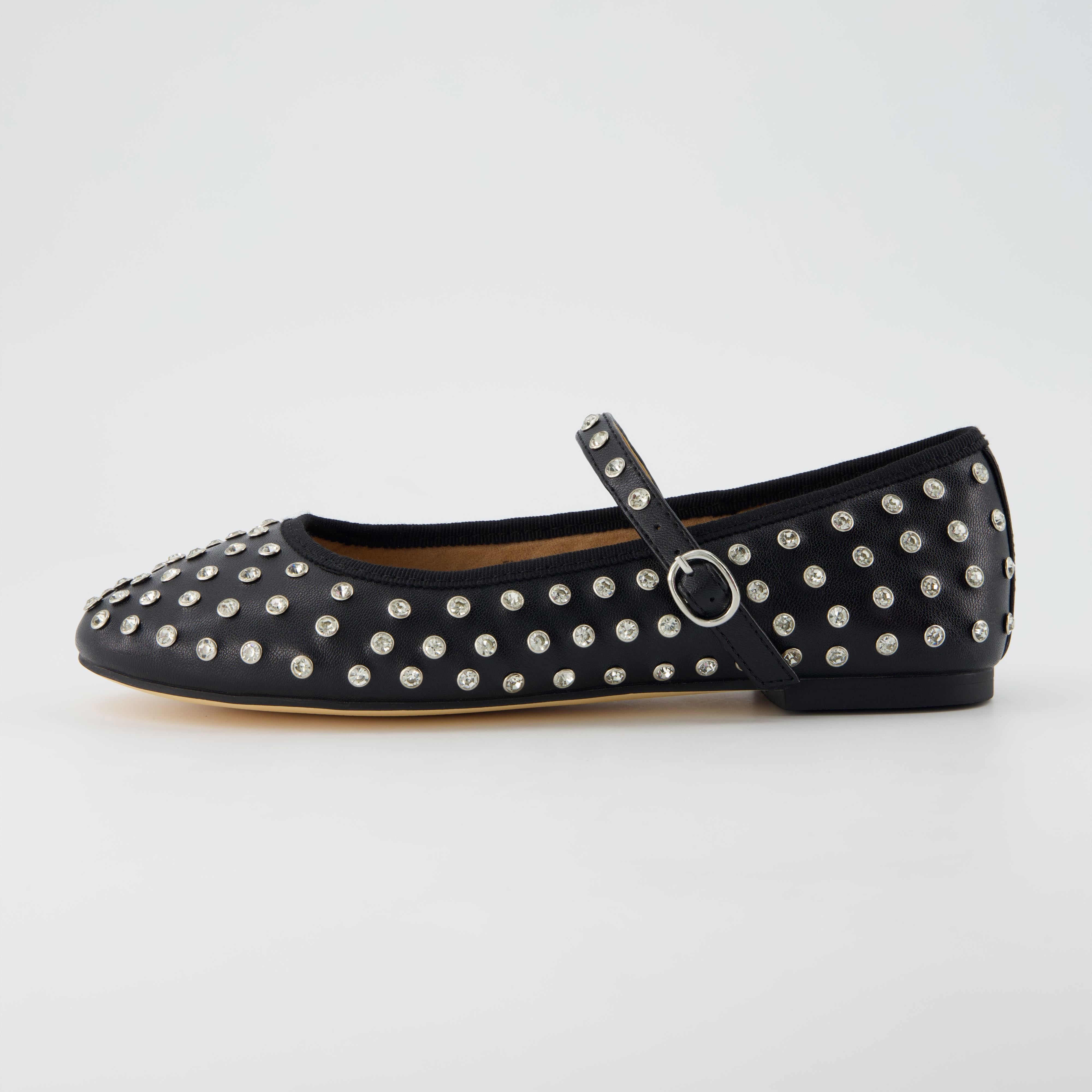 Flashy Studded Mary Janes Black