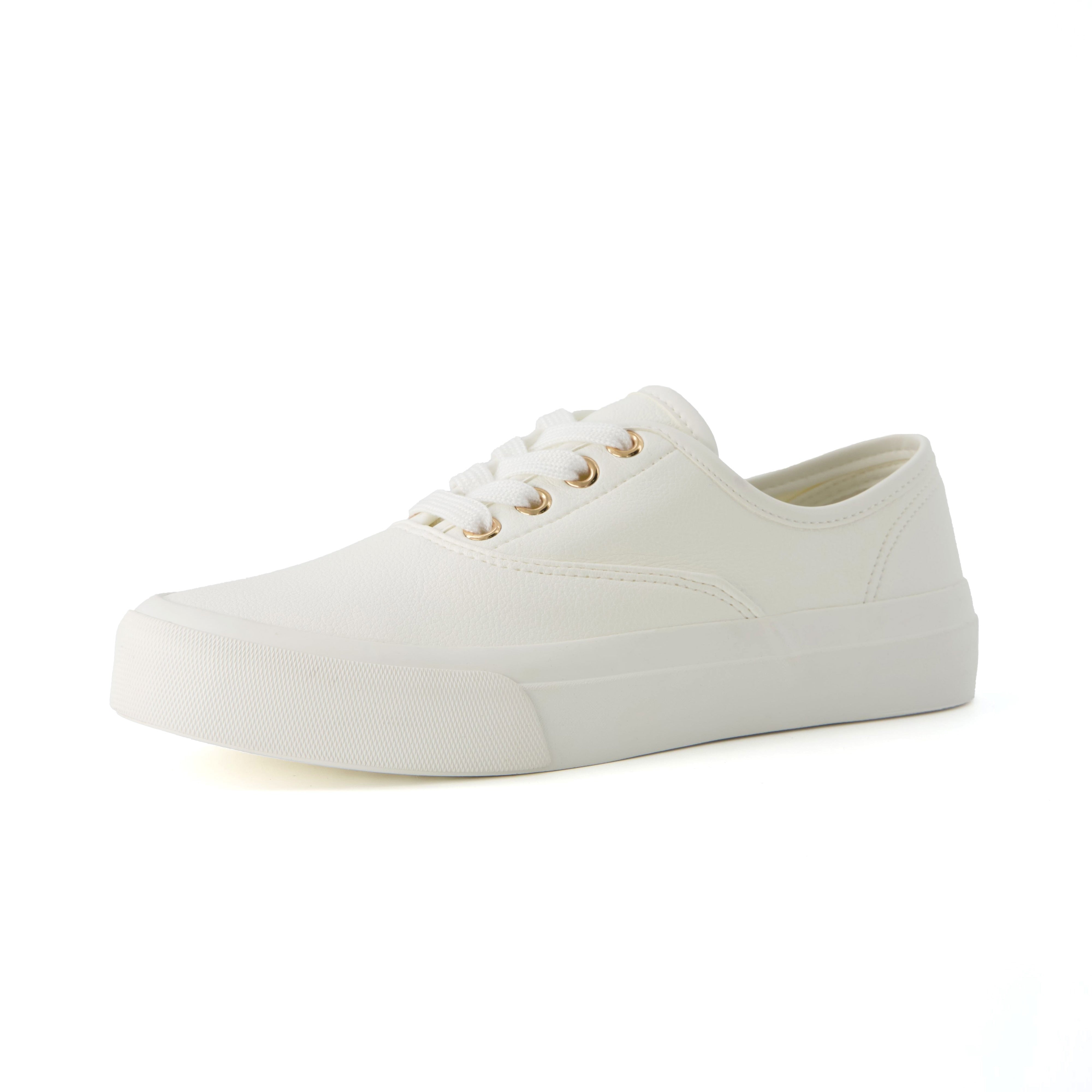 Freshman Canvas Lace-Up Sneaker White Vegan Leather