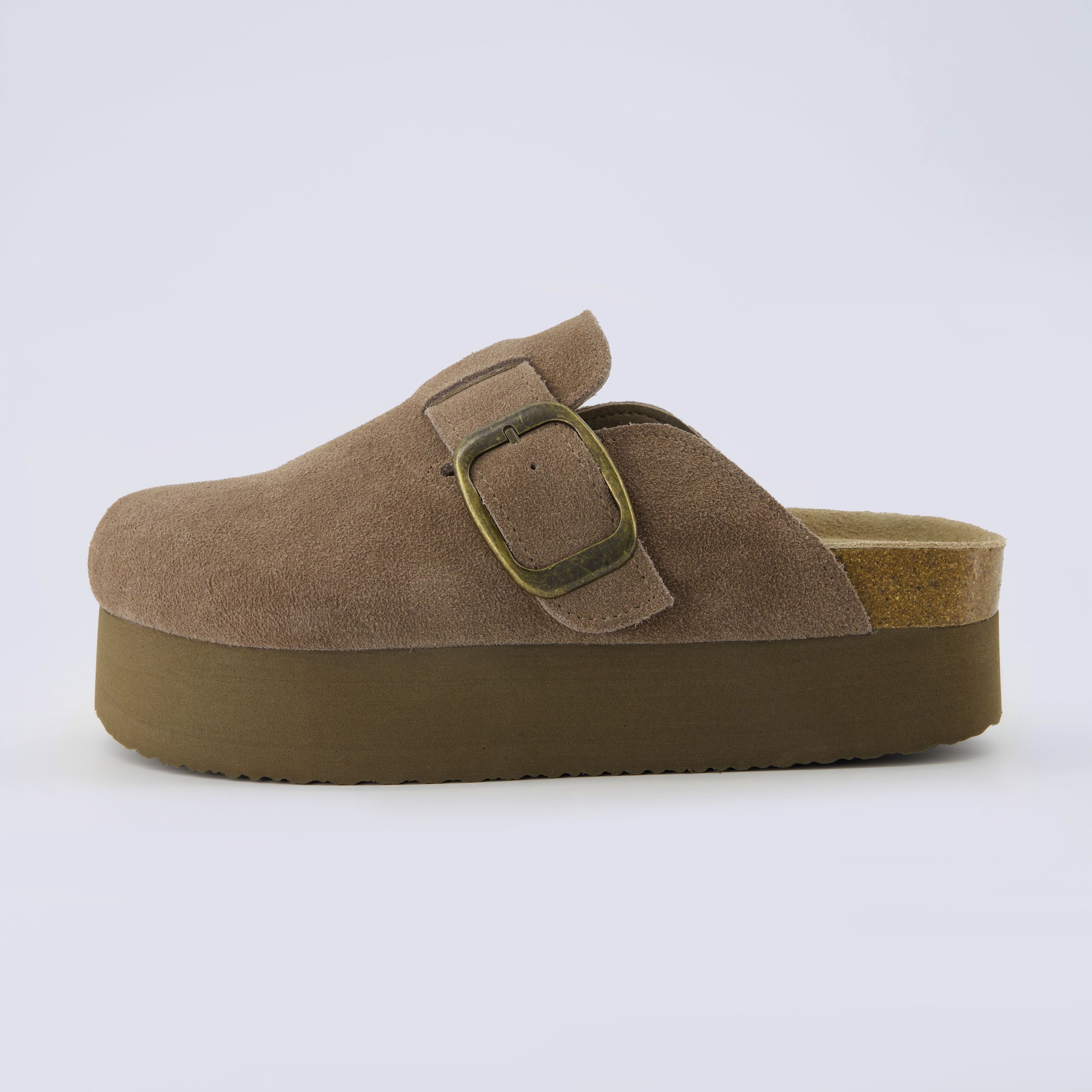 Granola 2 Suede Platform Clog Taupe