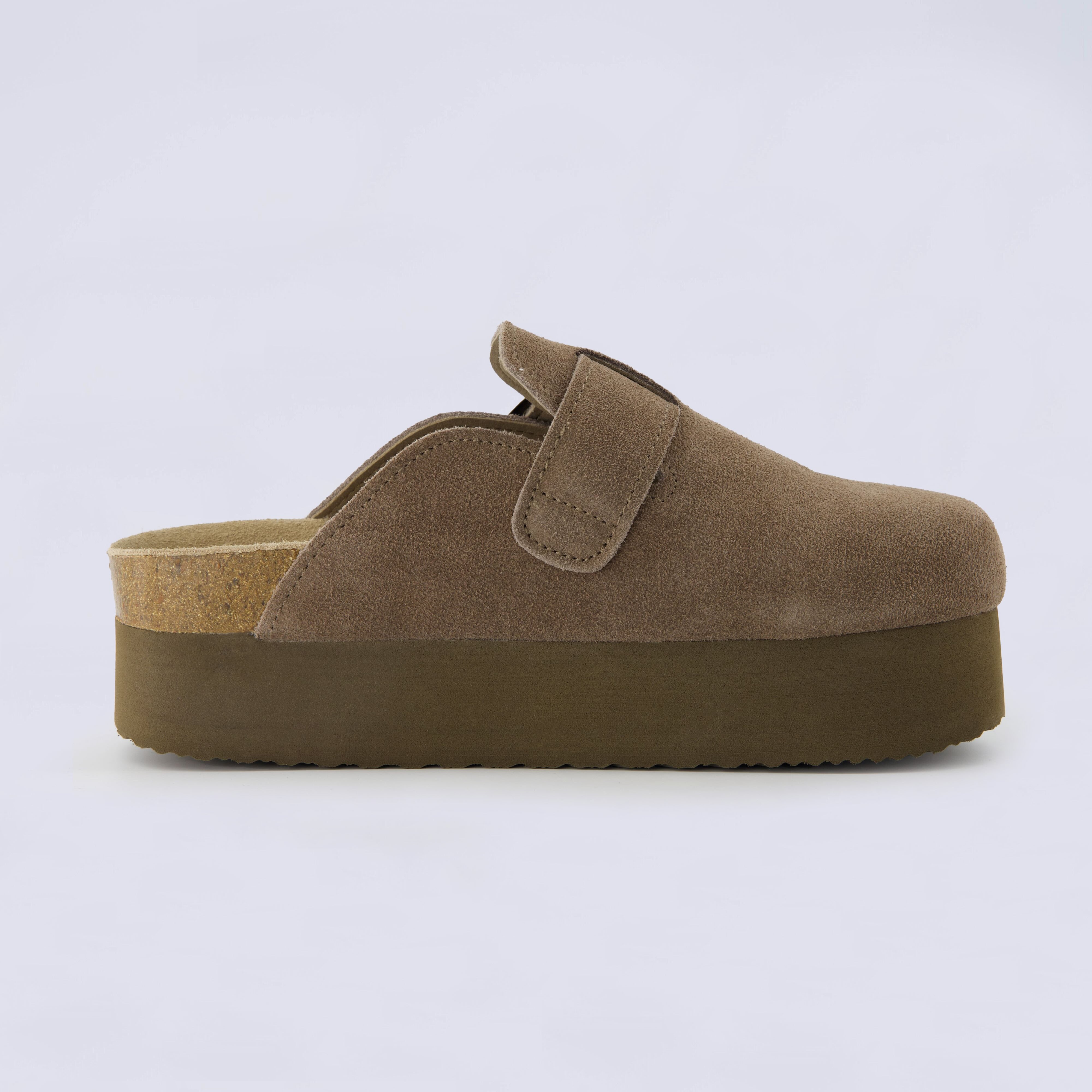 Granola 2 Suede Platform Clog Taupe