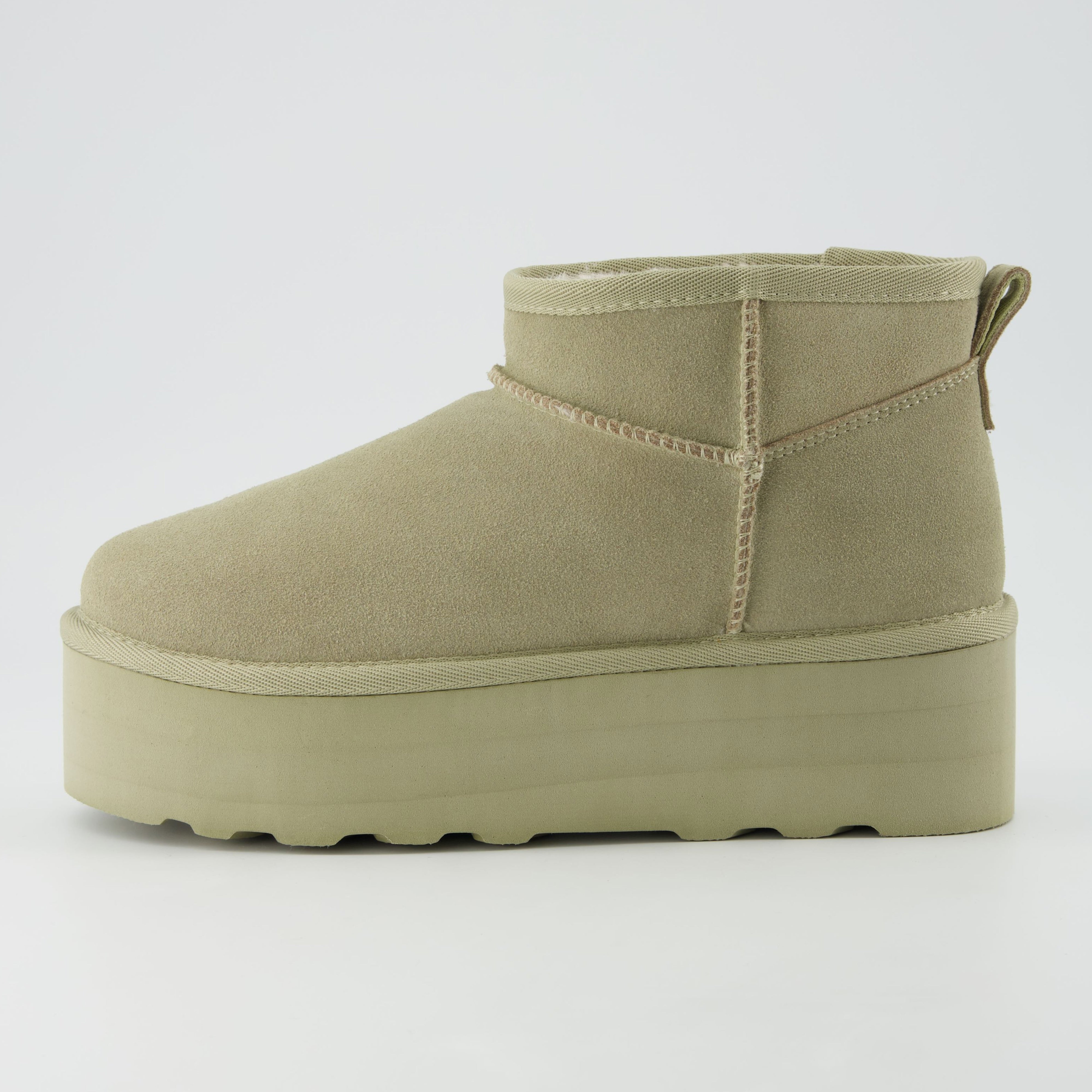 Hippy Cozy Platform Ankle Boot Khaki