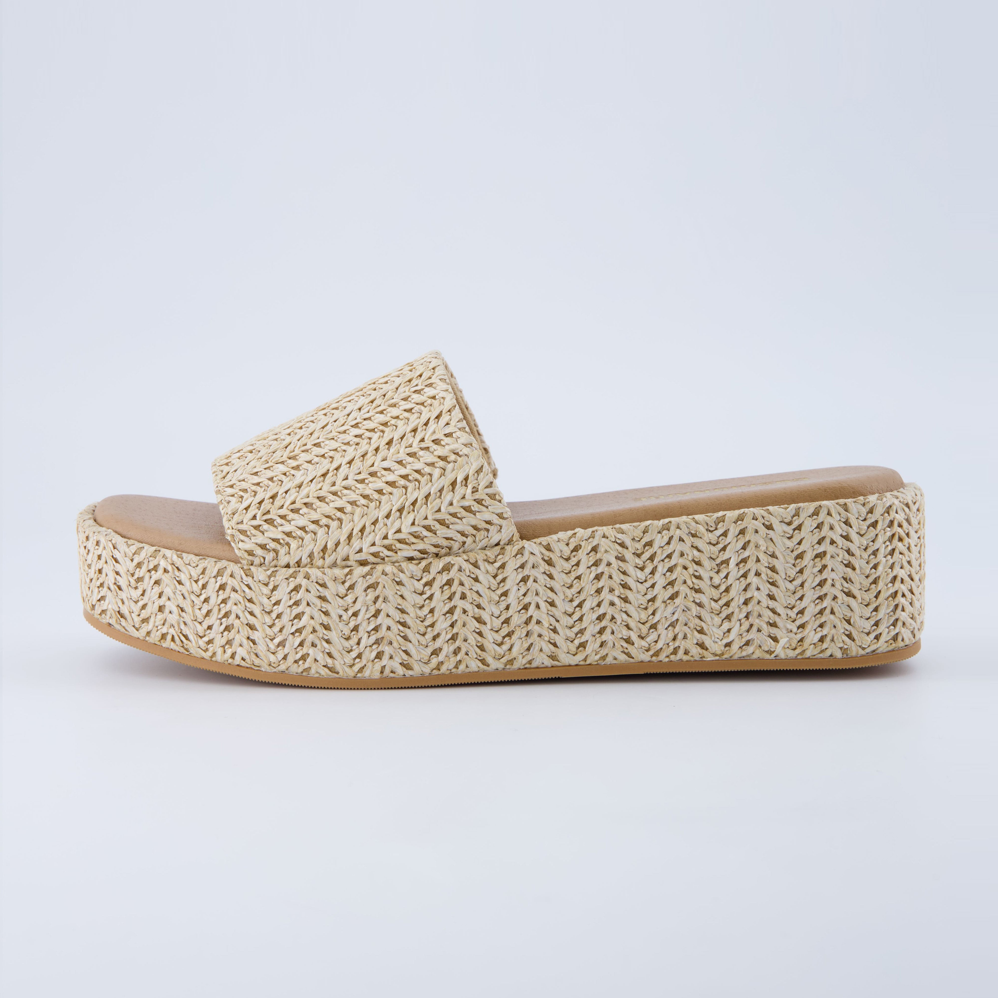 Kudos Platform Sandal Natural Raffia