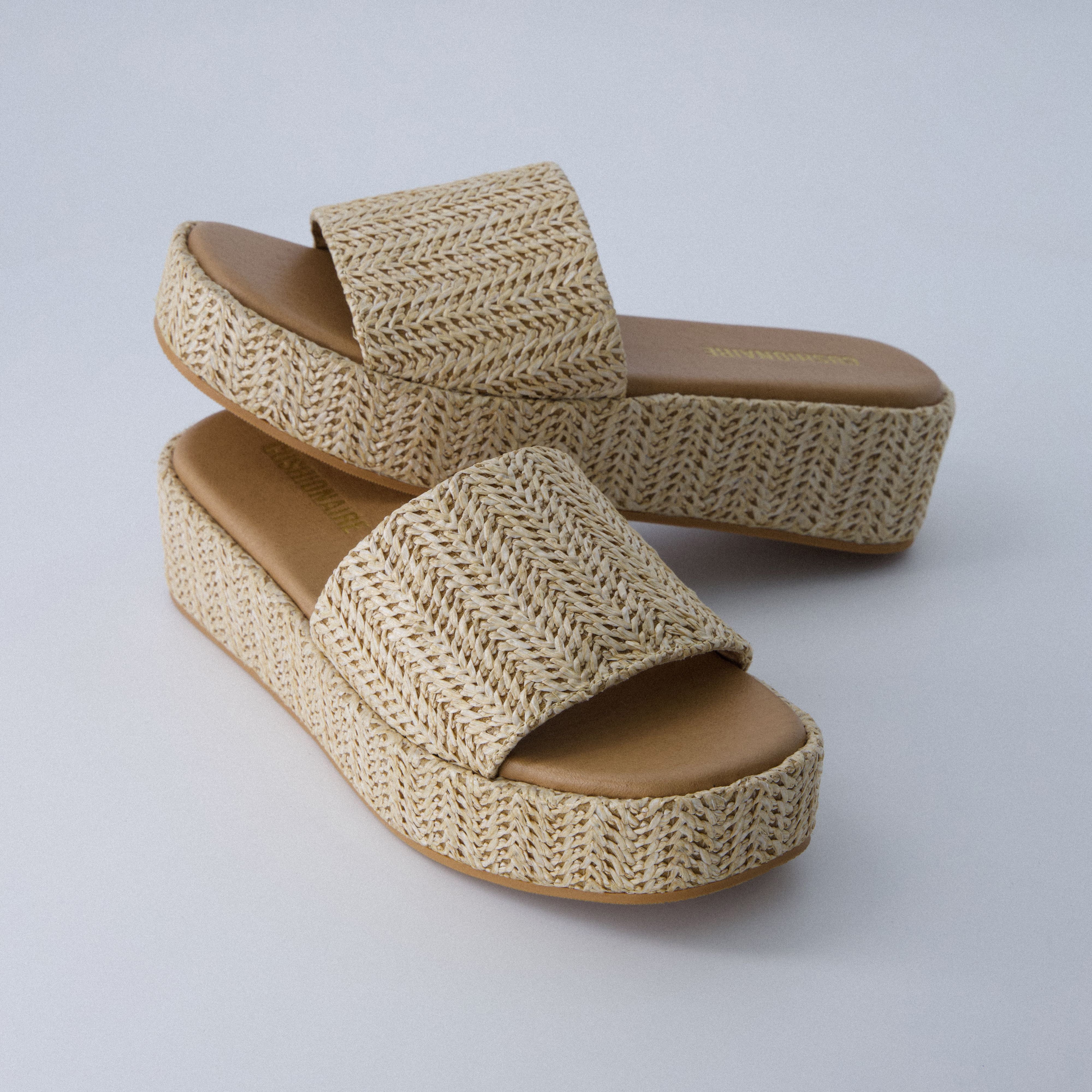 Kudos Platform Sandal Natural Raffia