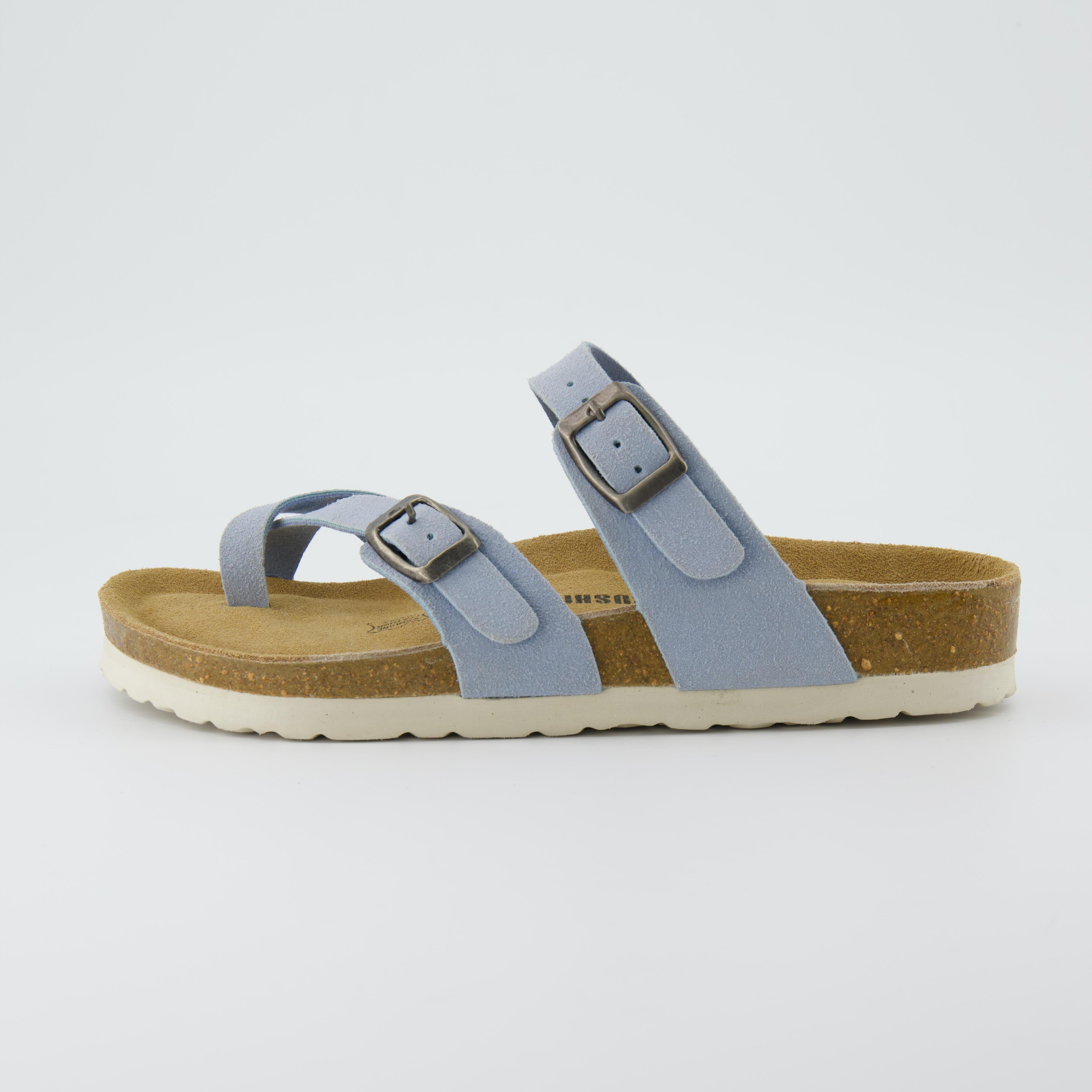 Luna Cork Footbed Sandal Suedes Blue Vegan Suede