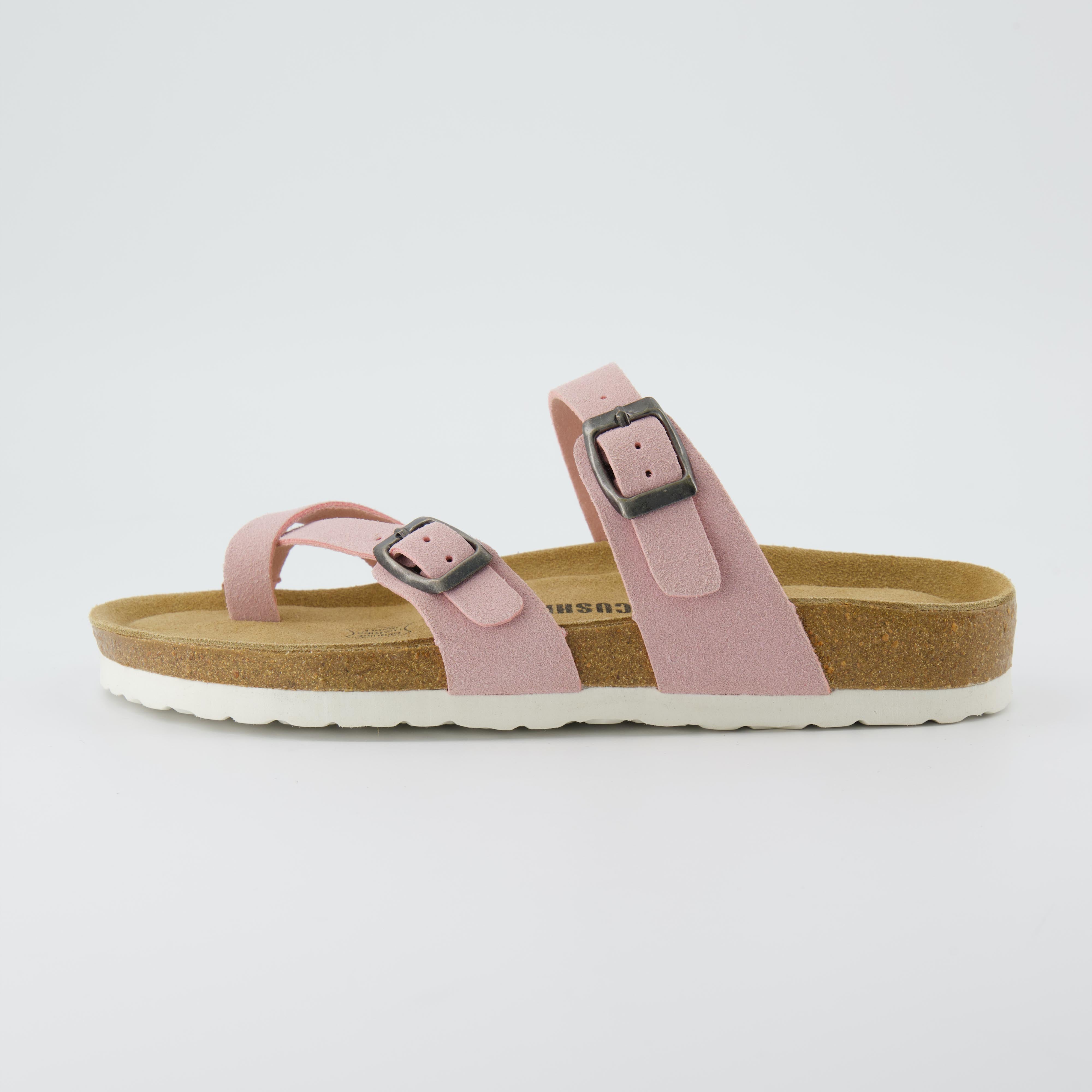 Luna Cork Footbed Sandal Suedes Pink Vegan Suede