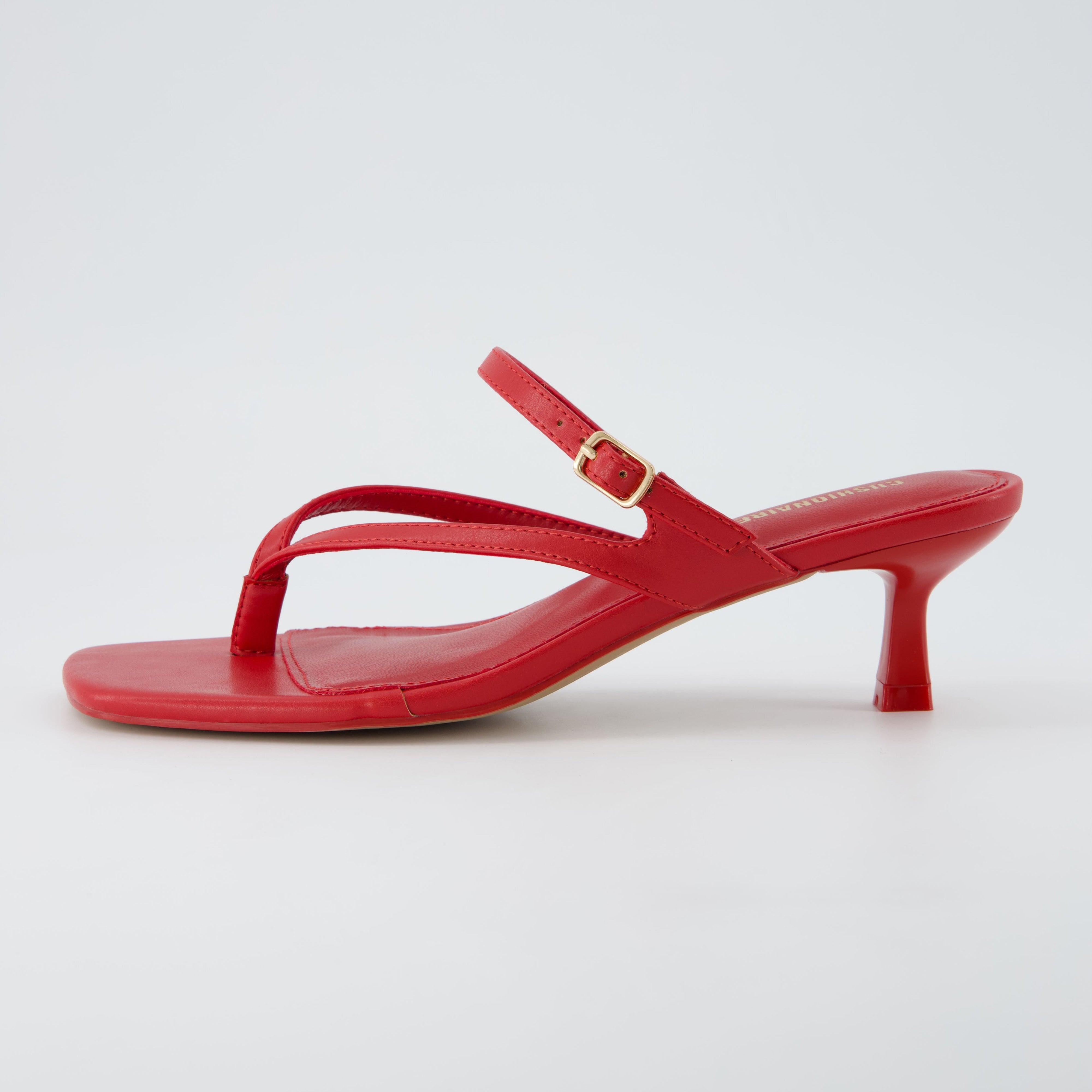 Madrid Kitten Heel Sandals Red