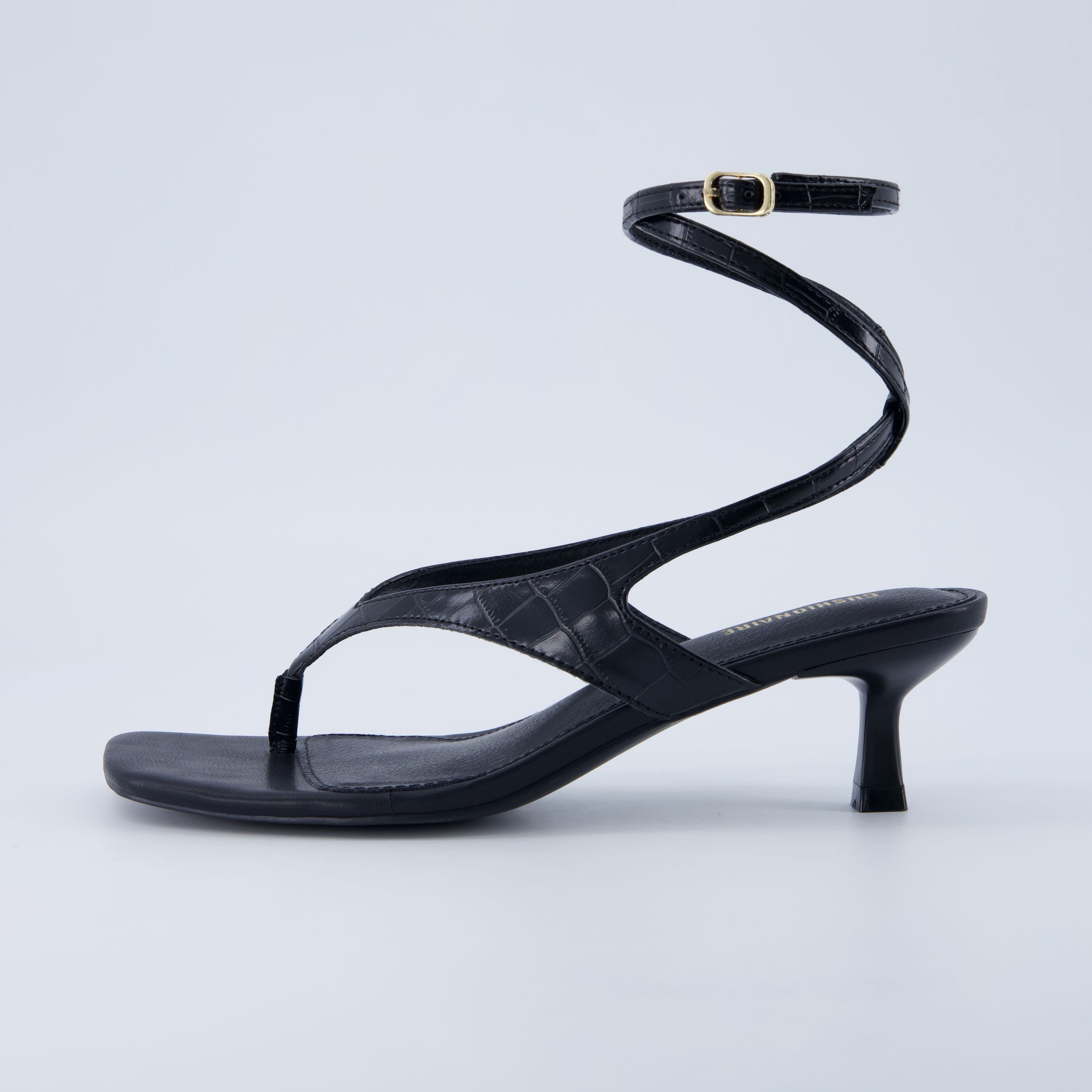 Martini Strappy Kitten Heel Sandal Black