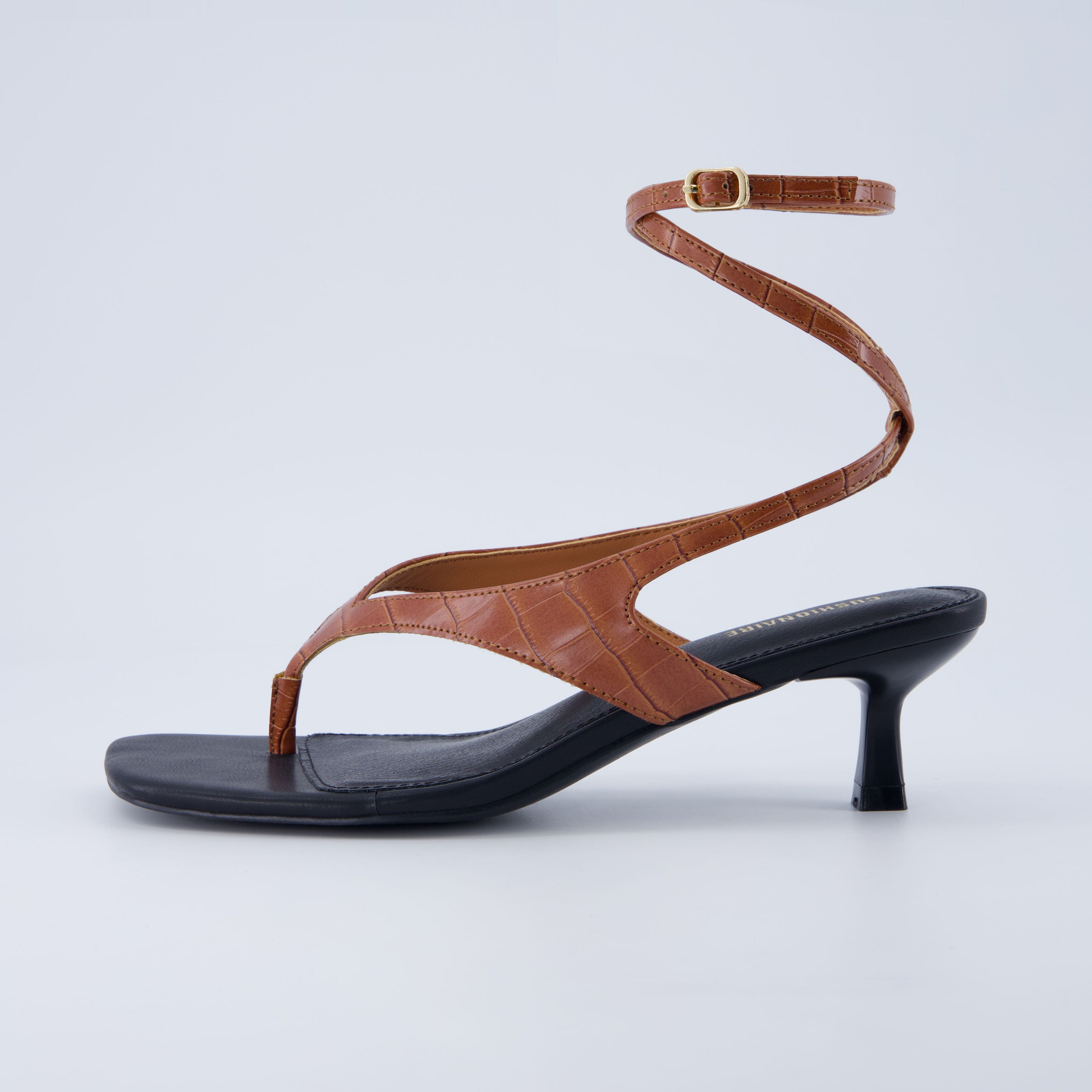 Martini Strappy Kitten Heel Sandal Cognac