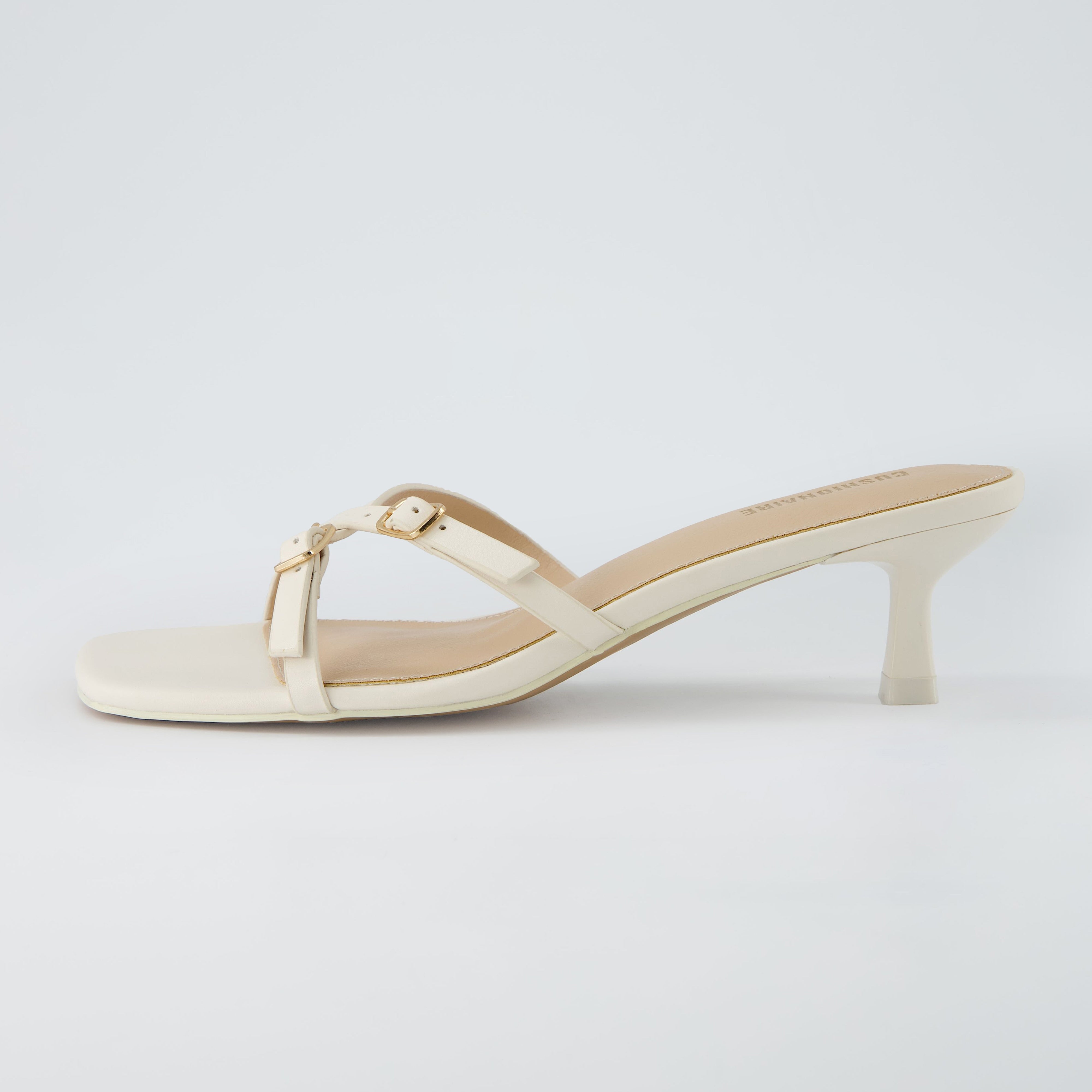 Milan Kitten Heel Sandals Cream