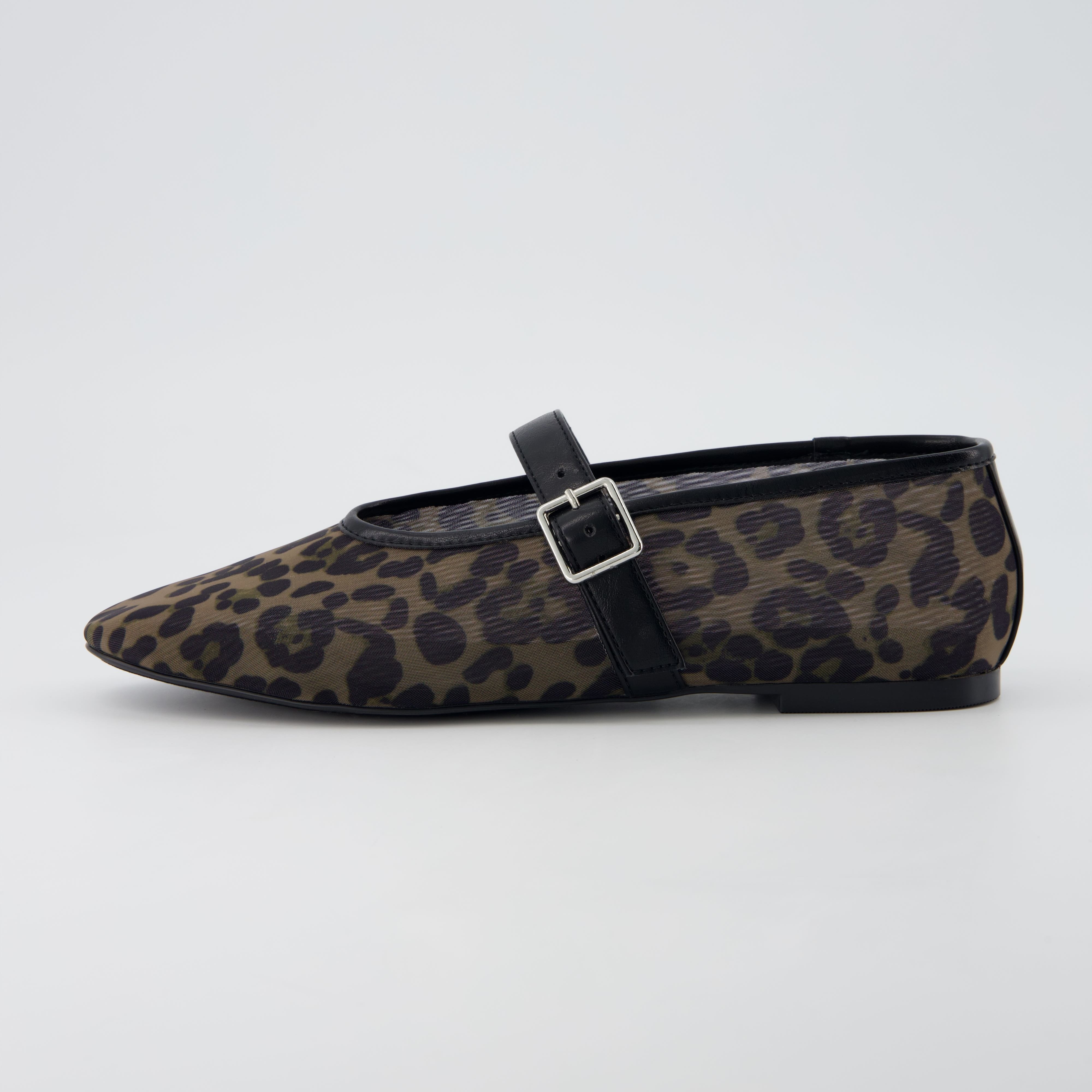 Moma Leopard Print Mary Jane Flat Cheetah