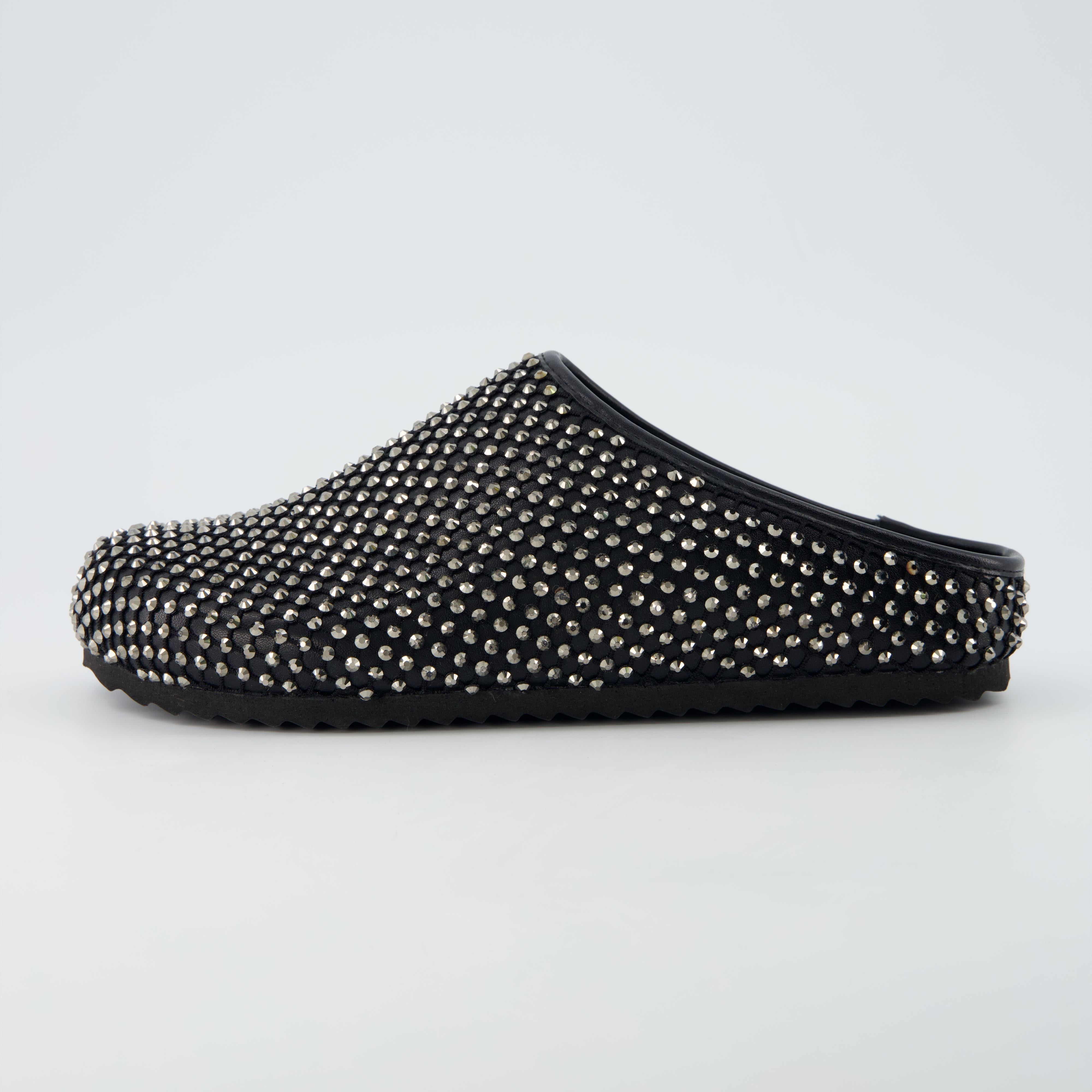 Shimmer Rhinestone Clog Black