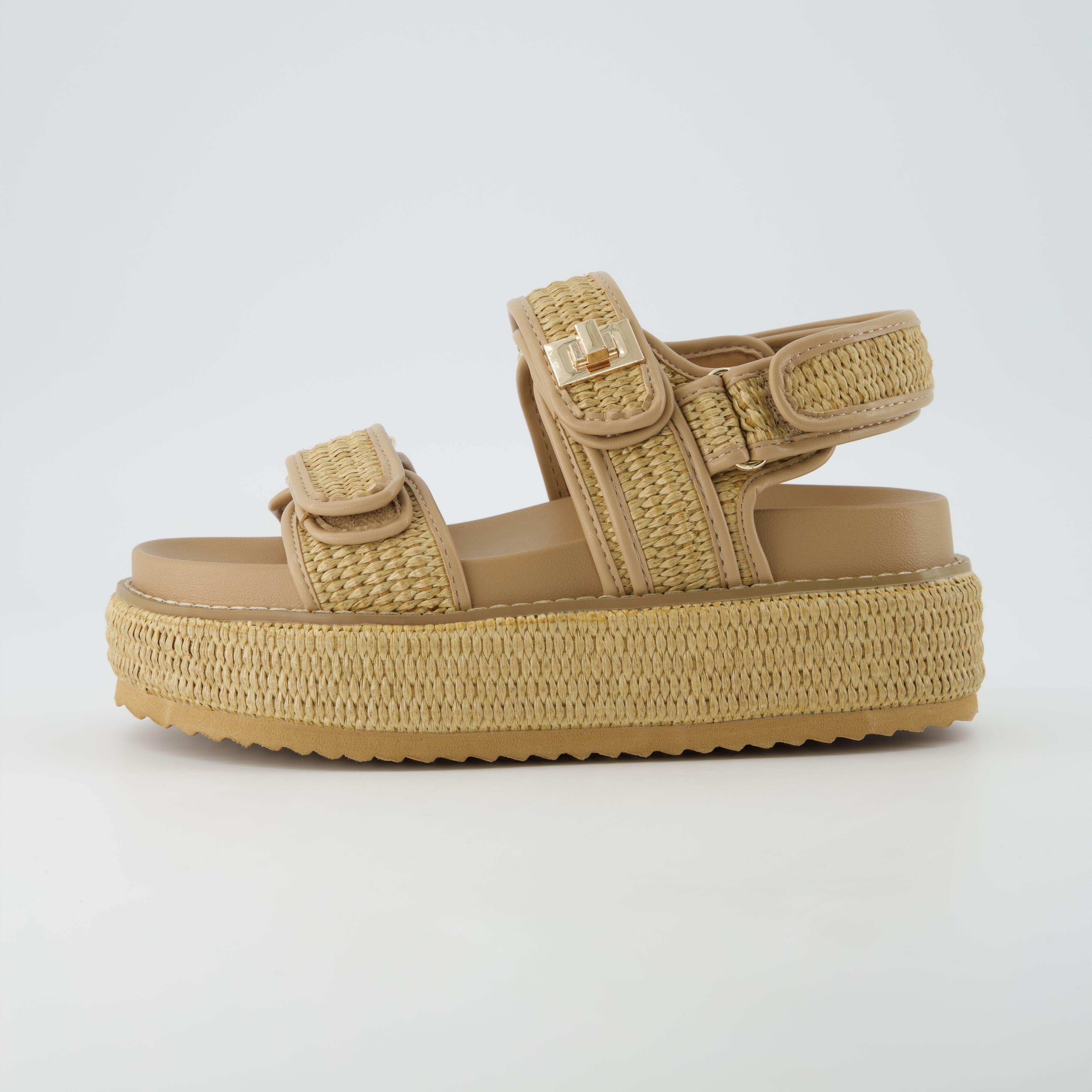 Shore Raffia Platform Sandal Natural Raffia