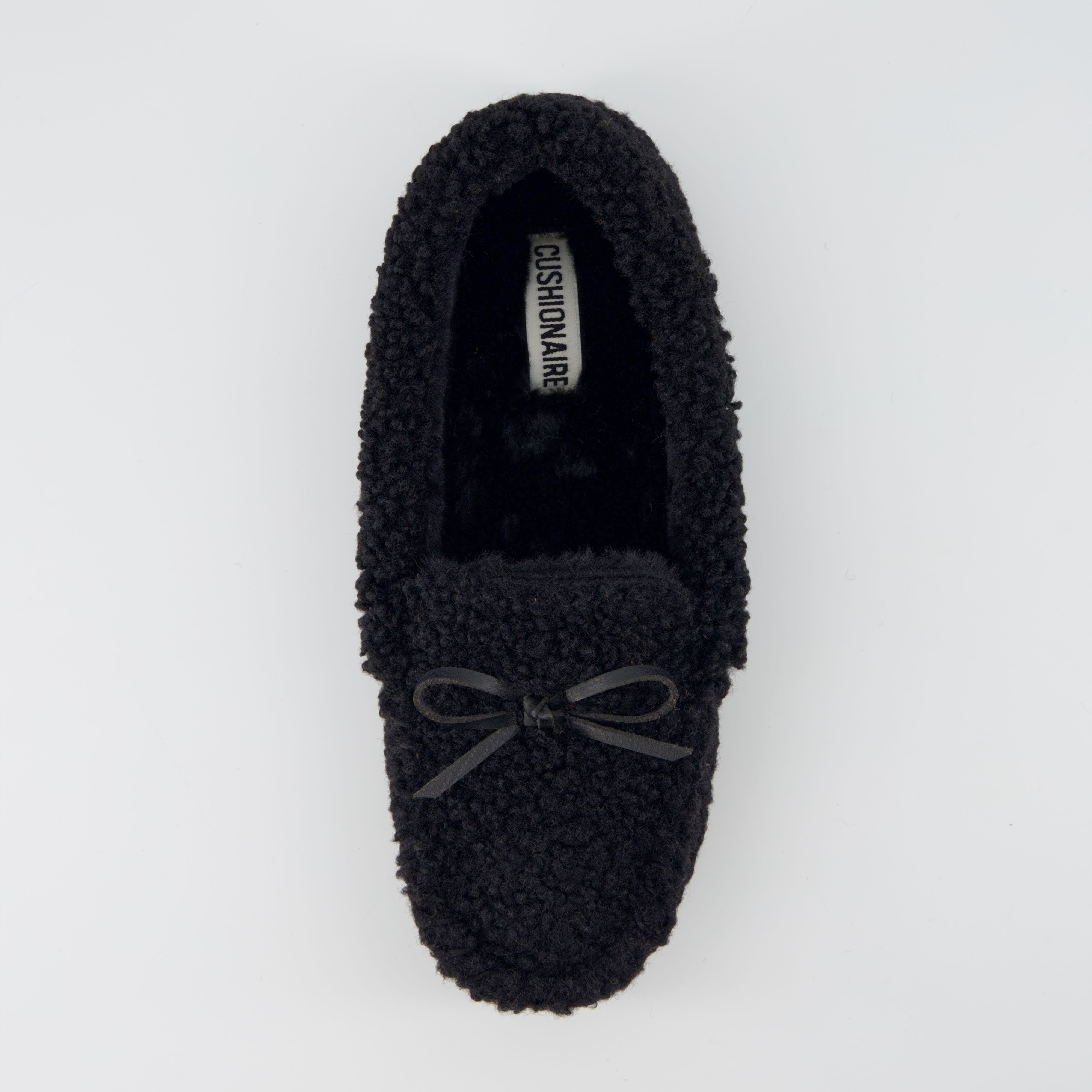 Star Sherpa Moccasin Slippers Black