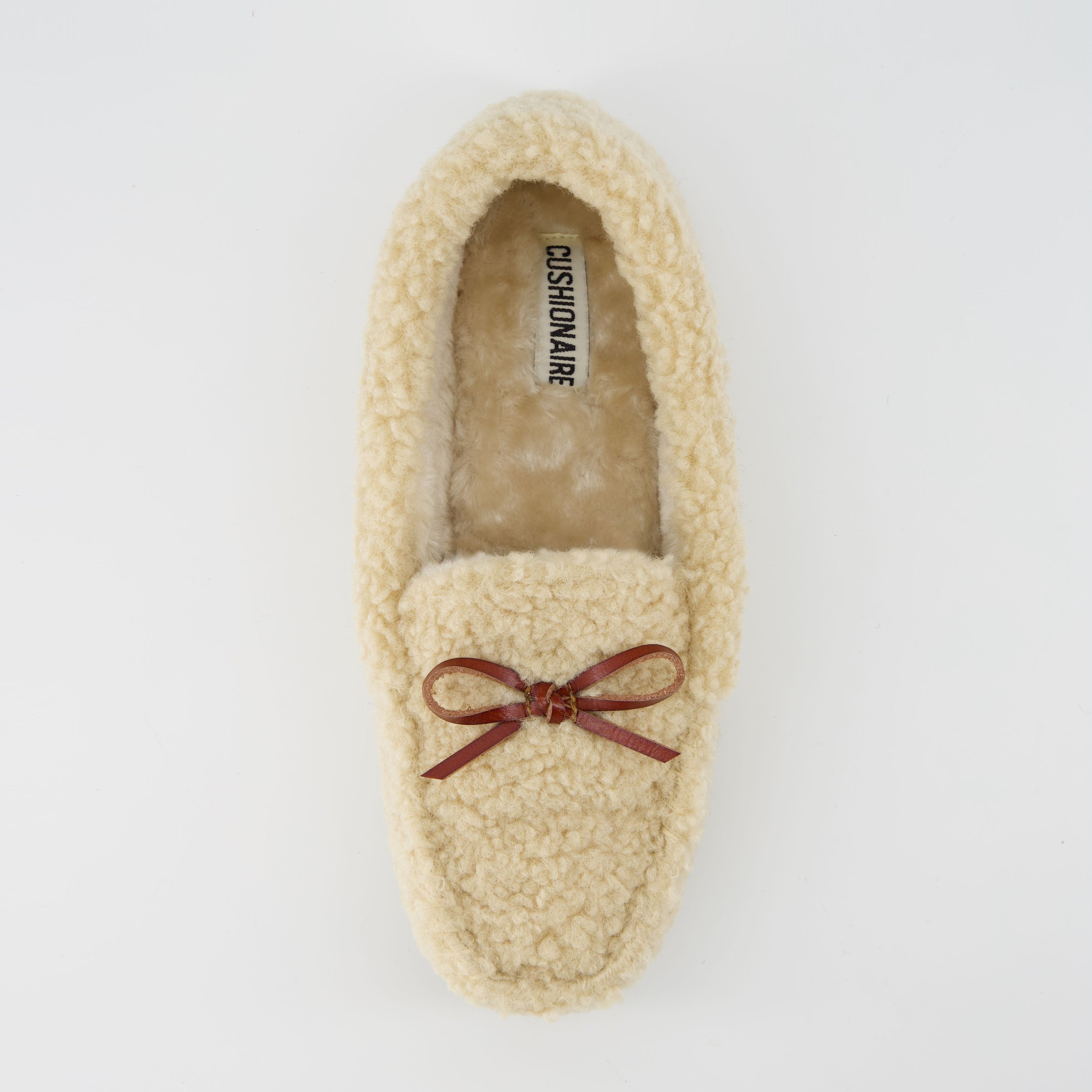 Star Sherpa Moccasin Slippers Beige