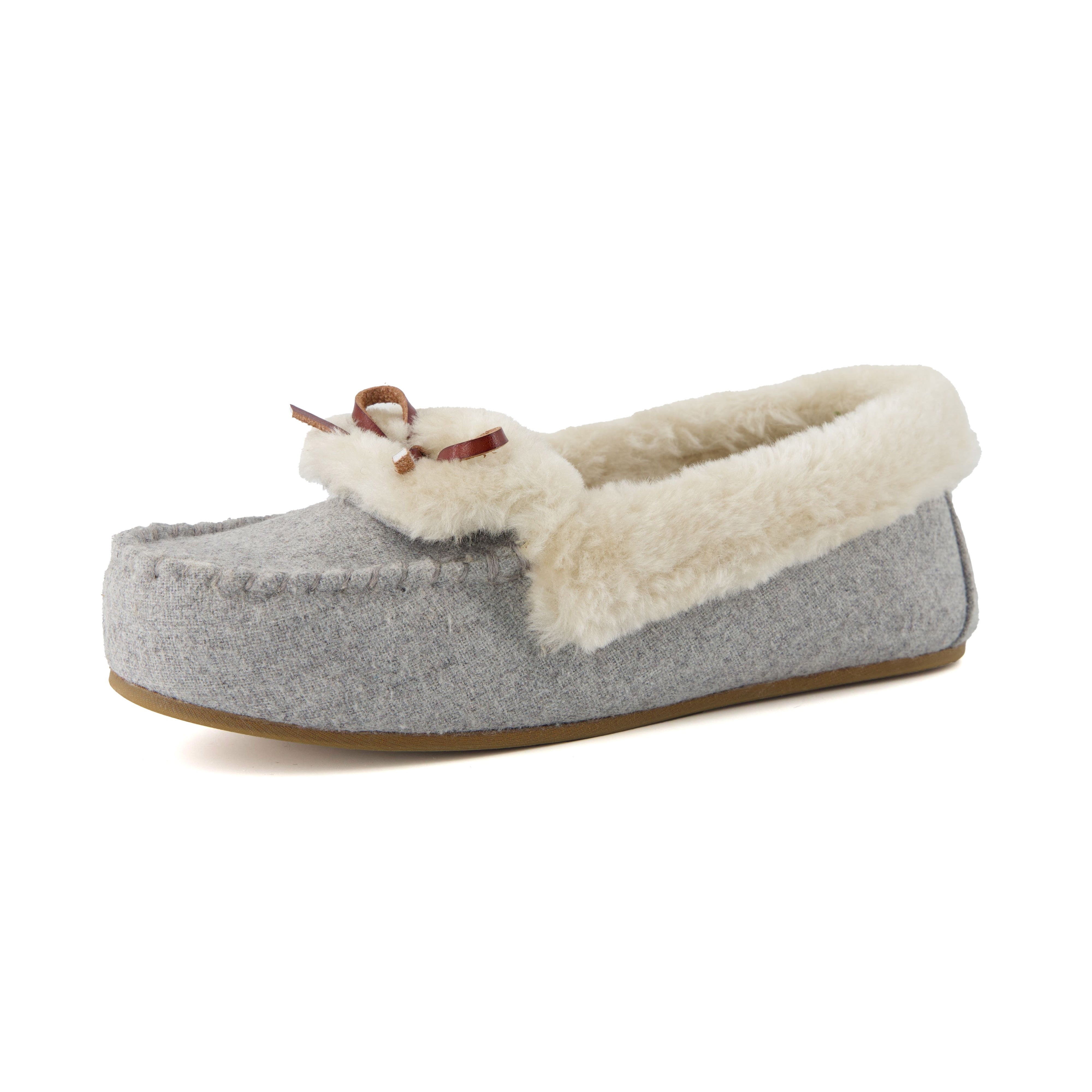 Stella Cozy Moccasin Slippers Grey