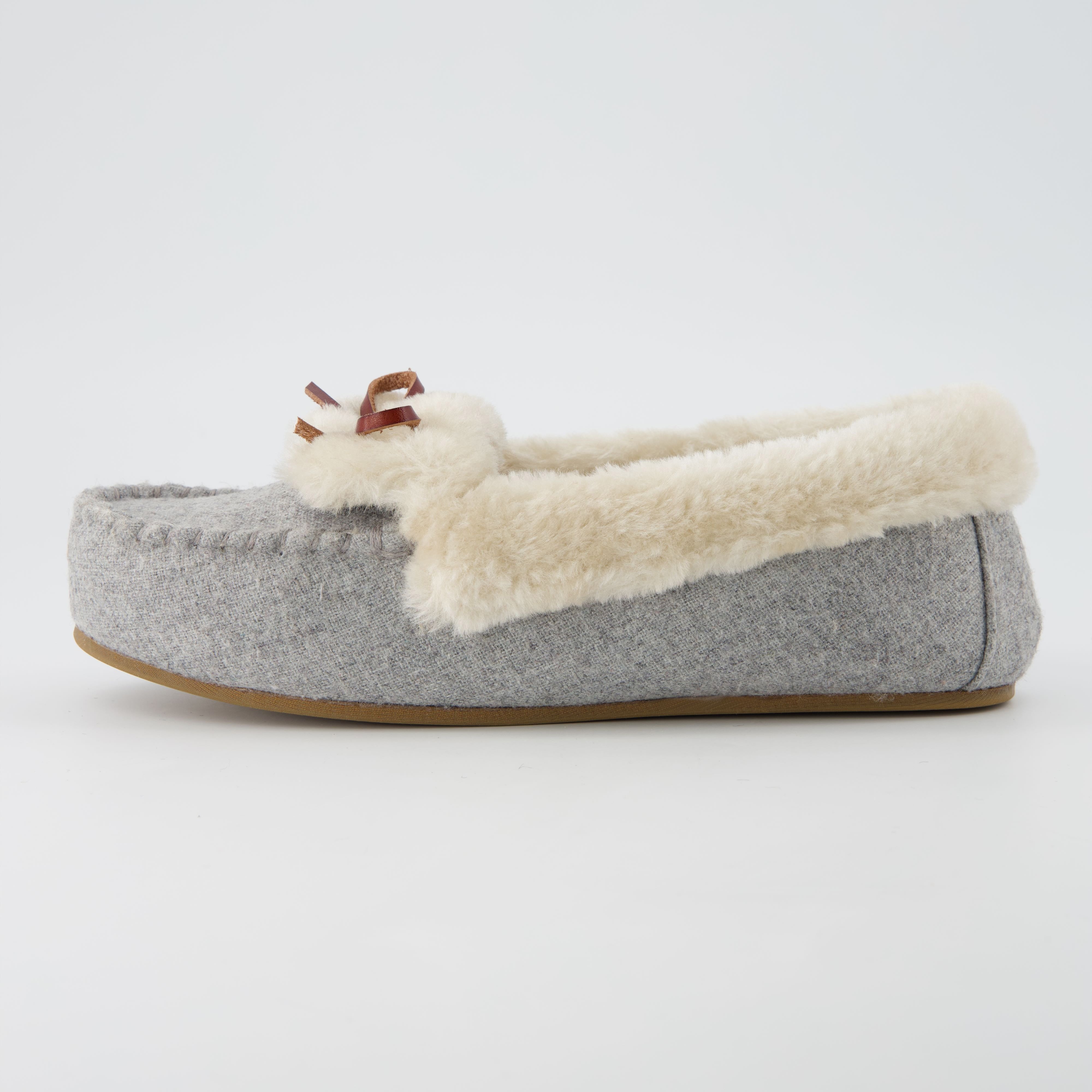 Stella Cozy Moccasin Slippers Grey