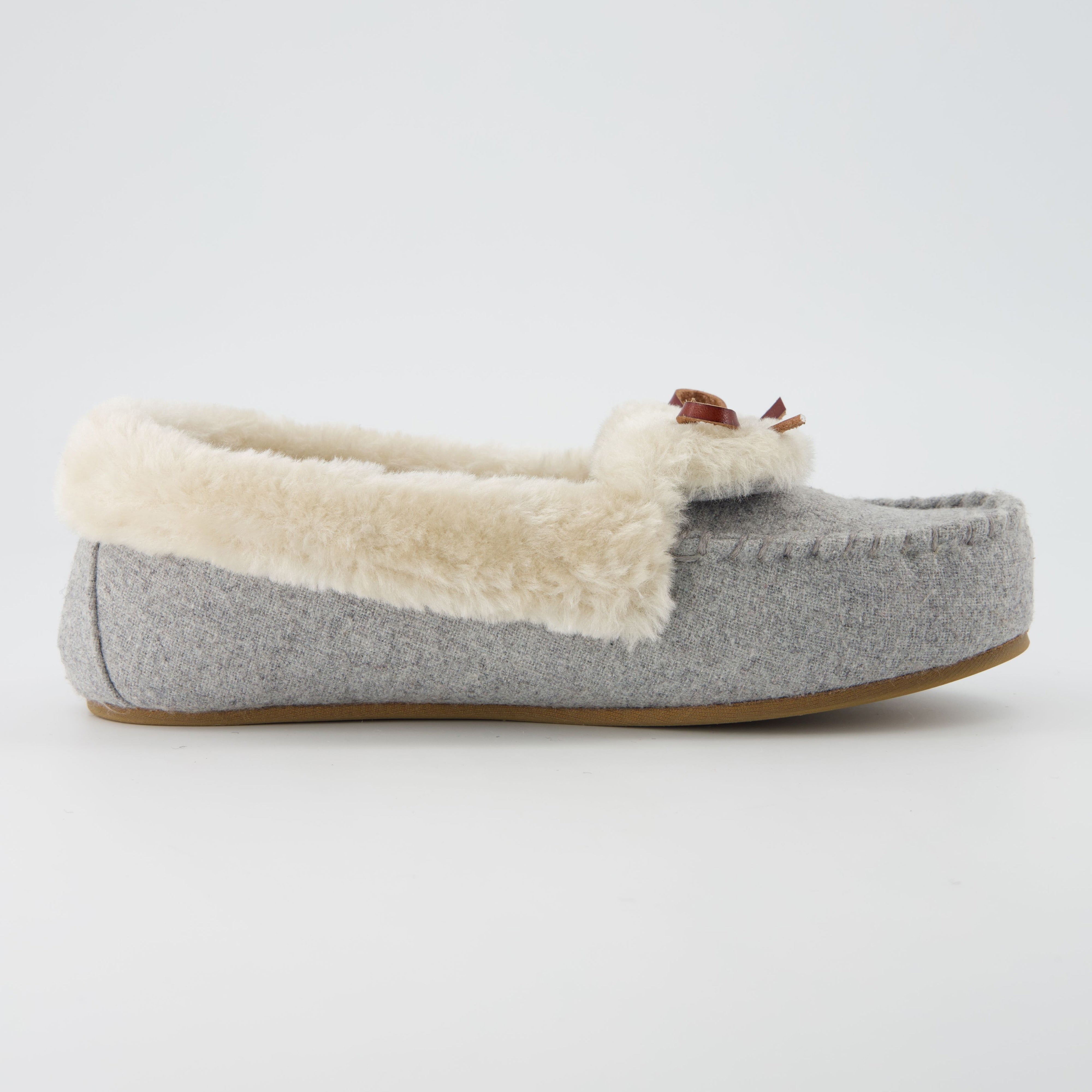 Stella Cozy Moccasin Slippers Grey