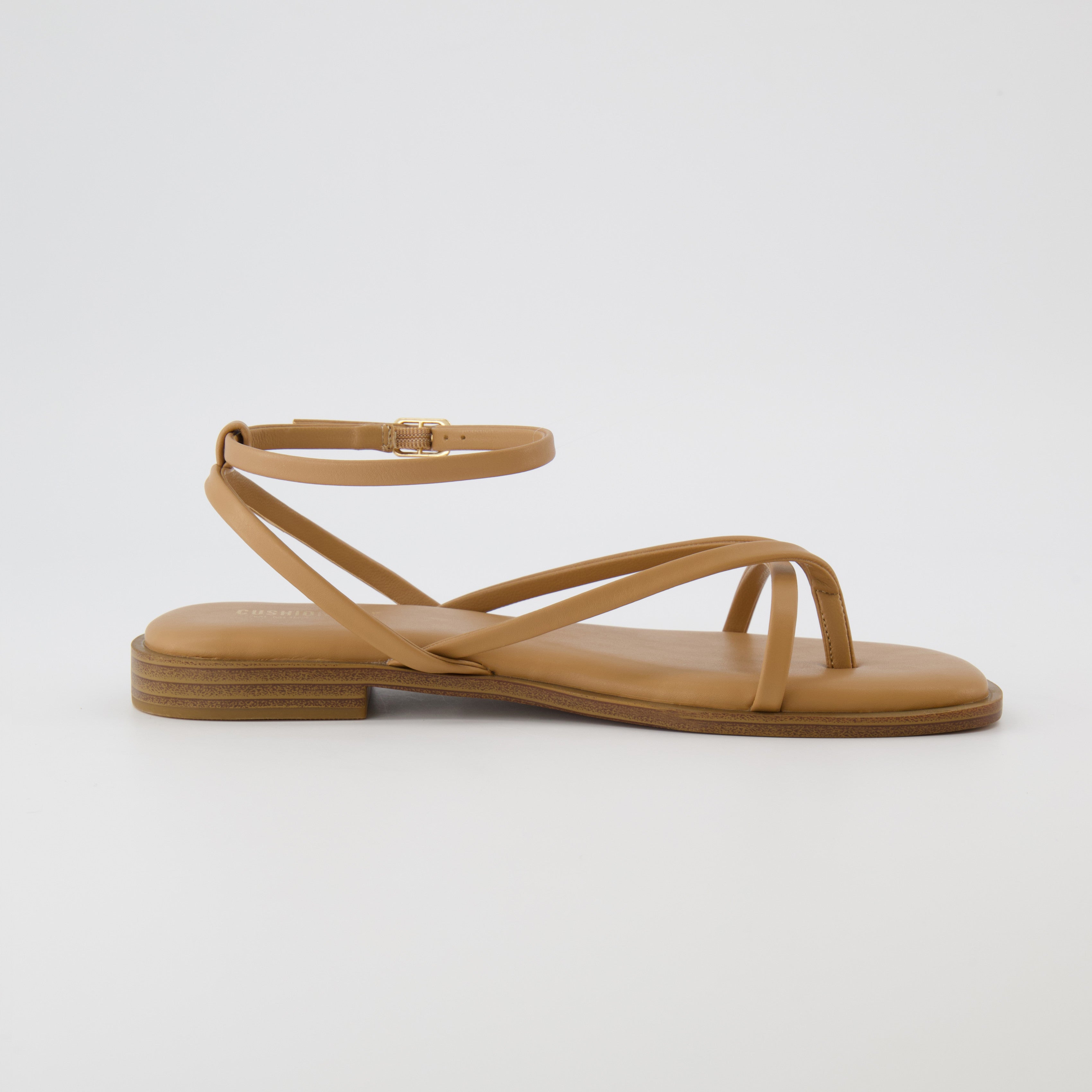 Tan flat 2025 strappy sandals