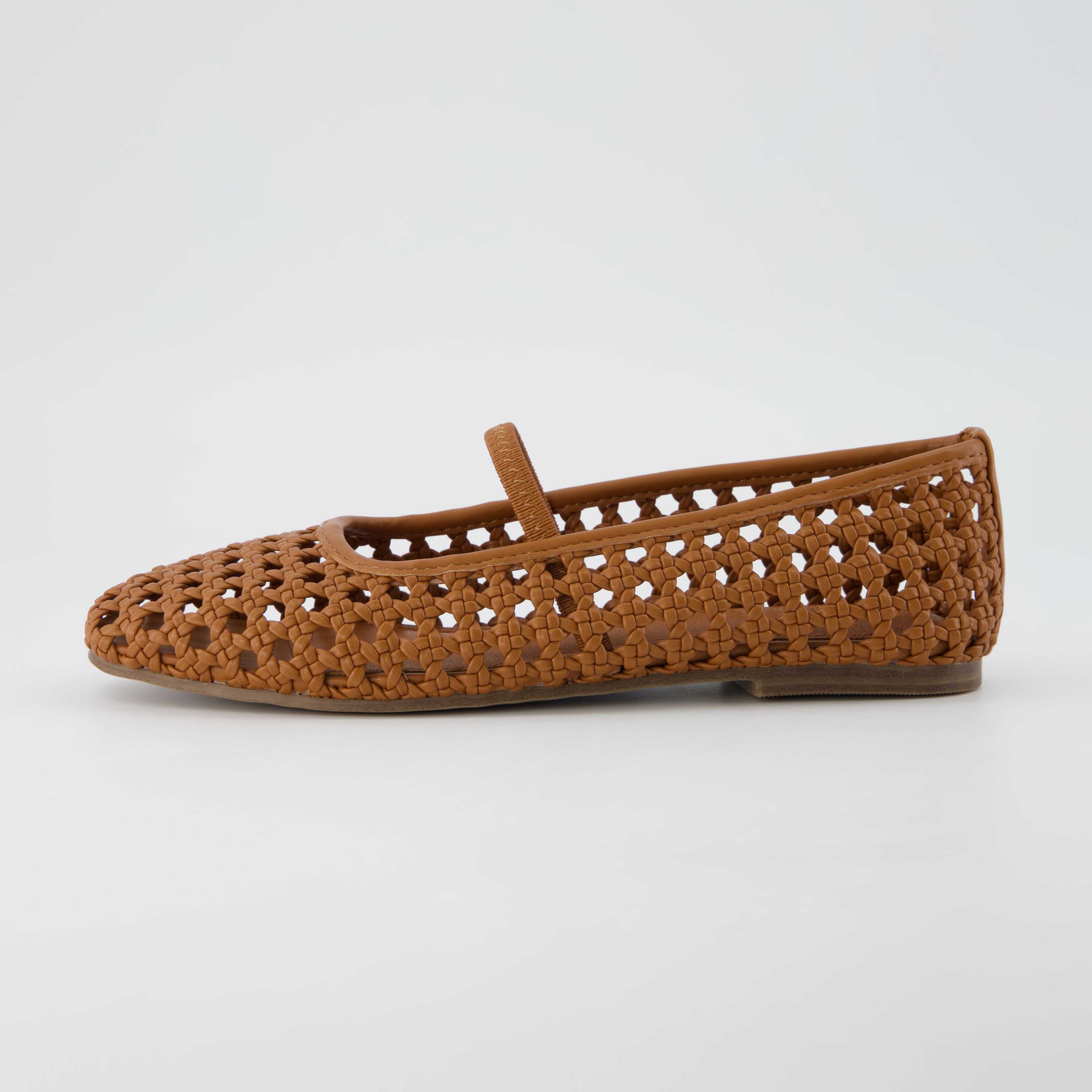 Weavy Woven Mary Jane Cognac