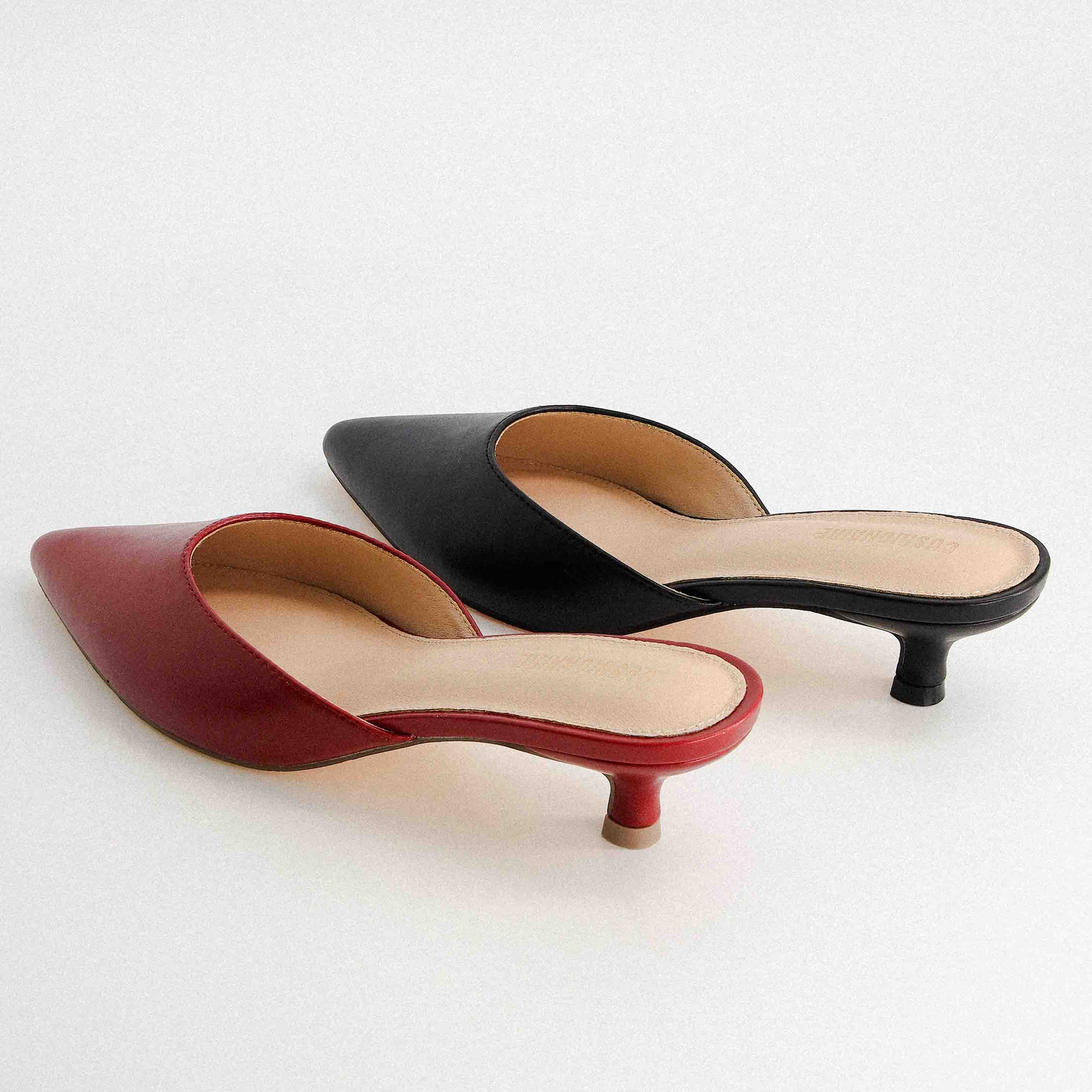 Fashion kitten heel mules