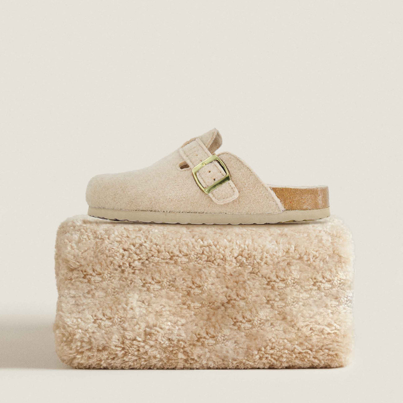 wool clogs with cork soles