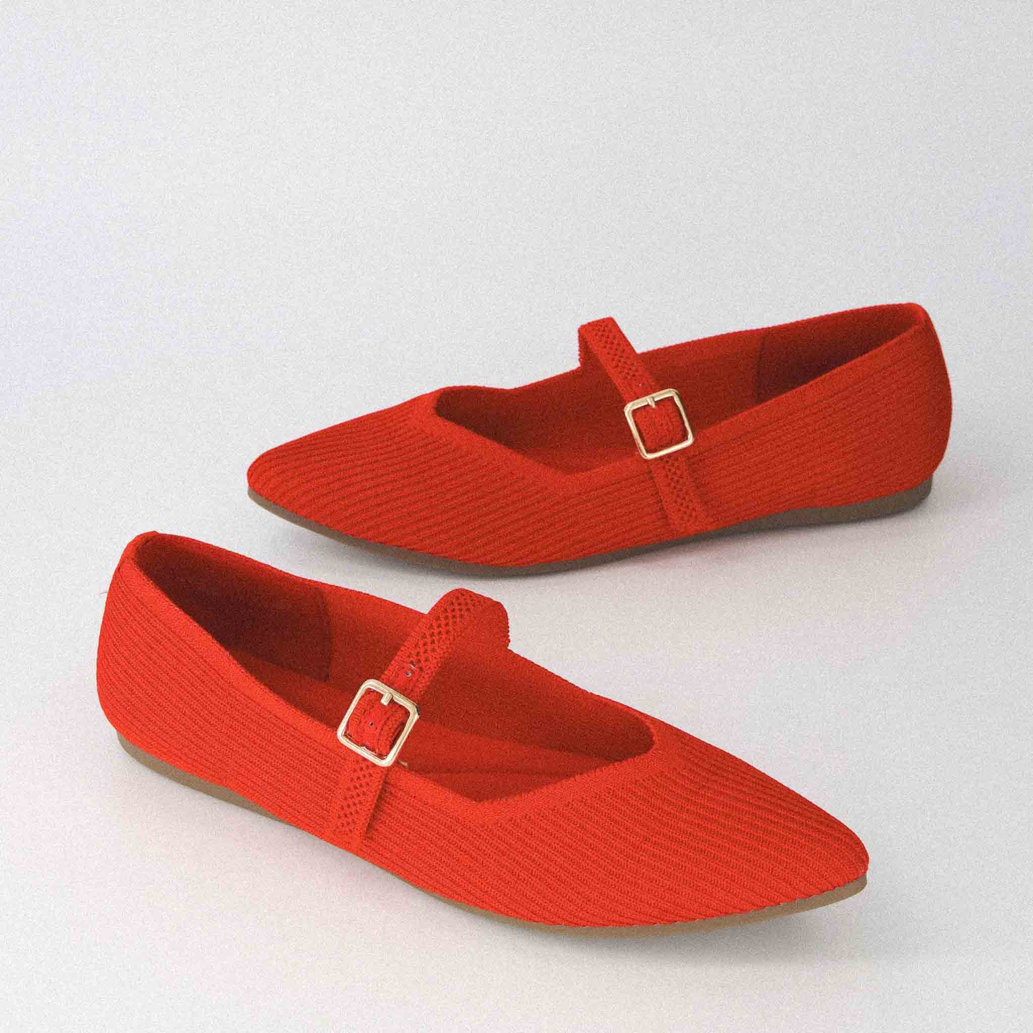 Sonnet Mary Jane Knit Flat Fiery Red