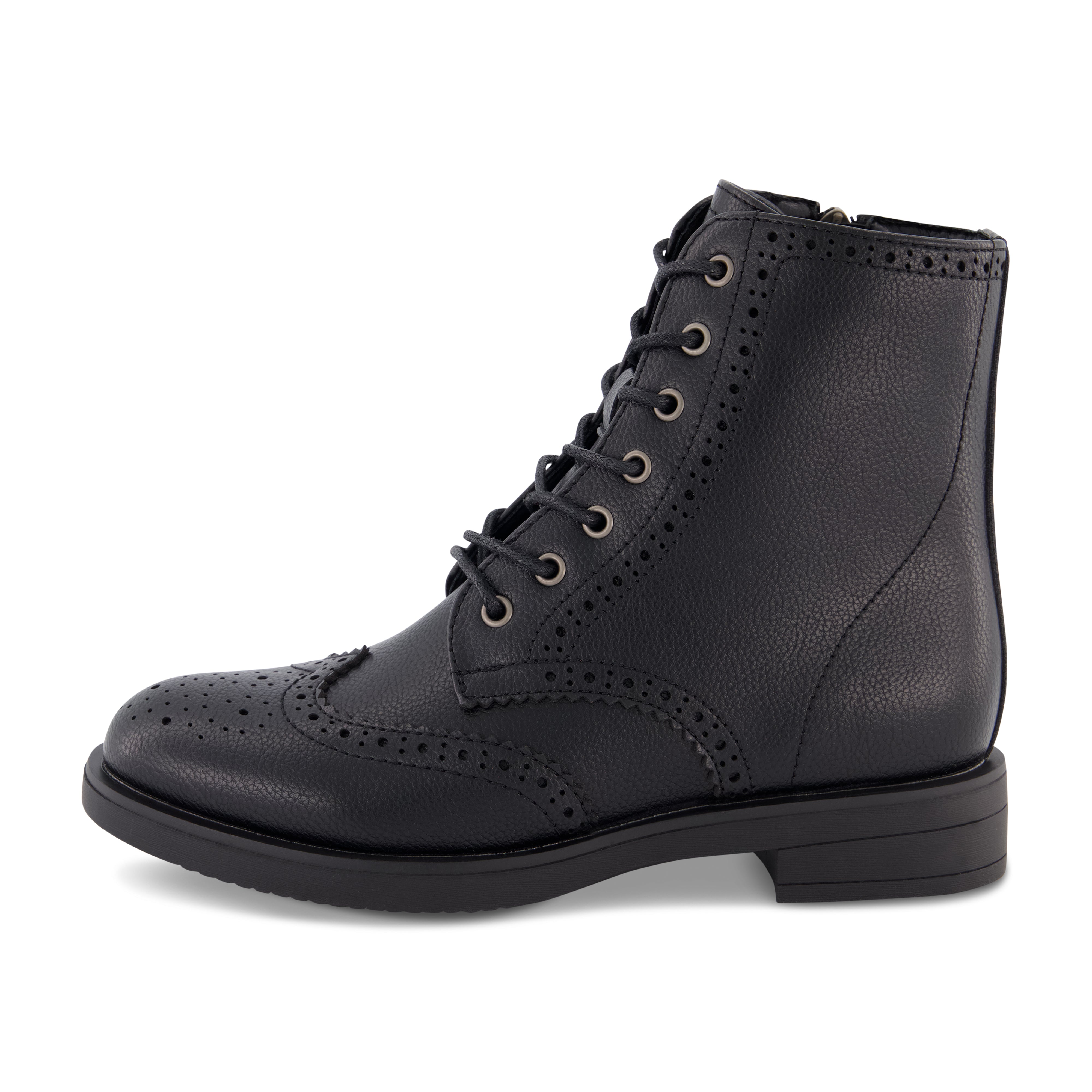 Womens black lace shop up brogue boots