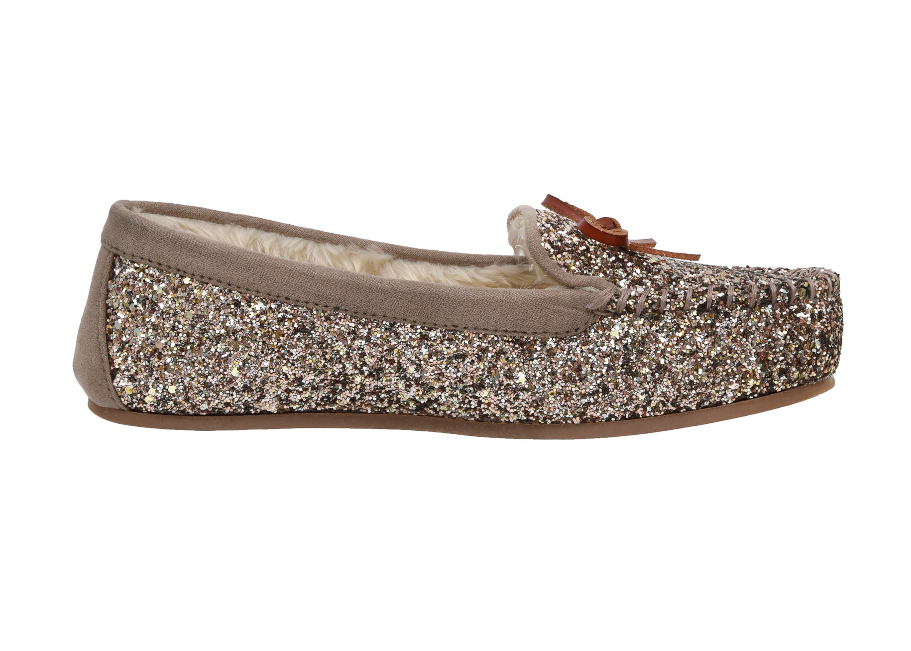 Sherpa lined clearance glitter moccasins